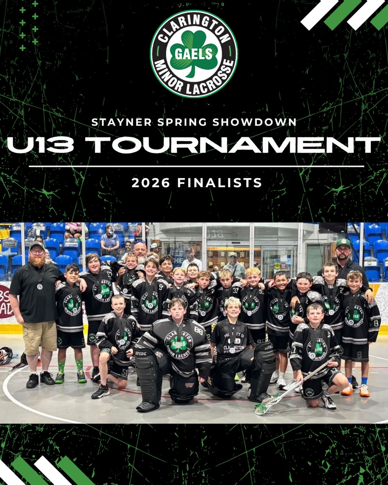 U13-2 BRINGS HOME SILVER!
What a weekend for our U13-2 Gaels at the Stayner Spring Showdown!
After battling through a strong field of teams, the Gaels punched their ticket to the championship game and finished the tournament as 2026 Finalists. Their hard work, determination, and team-first attitude were on full display all weekend long.
Congratulations to all of the players, coaches, and families on an outstanding tournament performance. The future is bright for this team!
#GaelsNation #StaynerShowdown #BoxLacrosse #MinorLacrosse