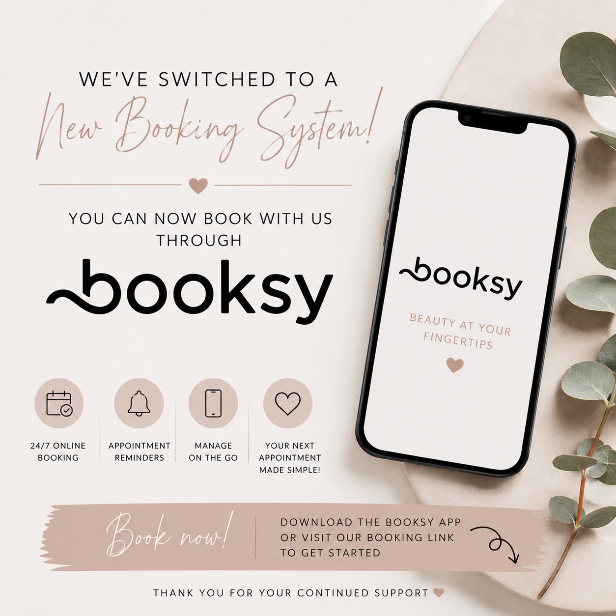 ✨ UPDATE ✨
We’ve officially switched to a new booking system and you can now book all your appointments through Booksy! 🤍
If you have any upcoming appointments or would like to make a new booking, simply use our new Booksy link in our bio.
Thank you for your continued support, and we can’t wait to see you soon! ✨
#Booksy #BeautySalon #BeautyAppointments #BookOnline #BeautyTreatments