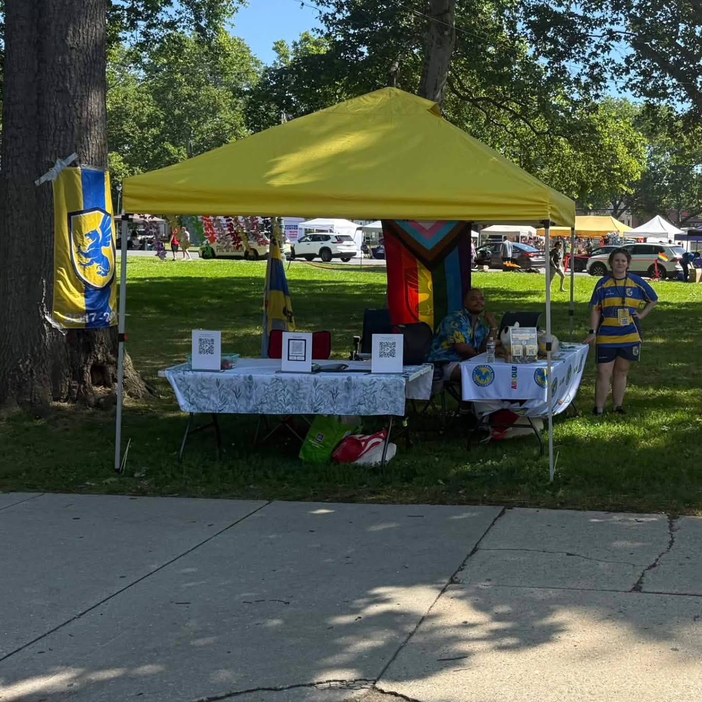 The Philly Gryphons are set up for Pride Fest! We will be tabling with @philadelphiarugby at the start of the Oval in the tree line and we are looking forward to meeting all of you lovely people! #Pride #Rugby #GrowTheGame