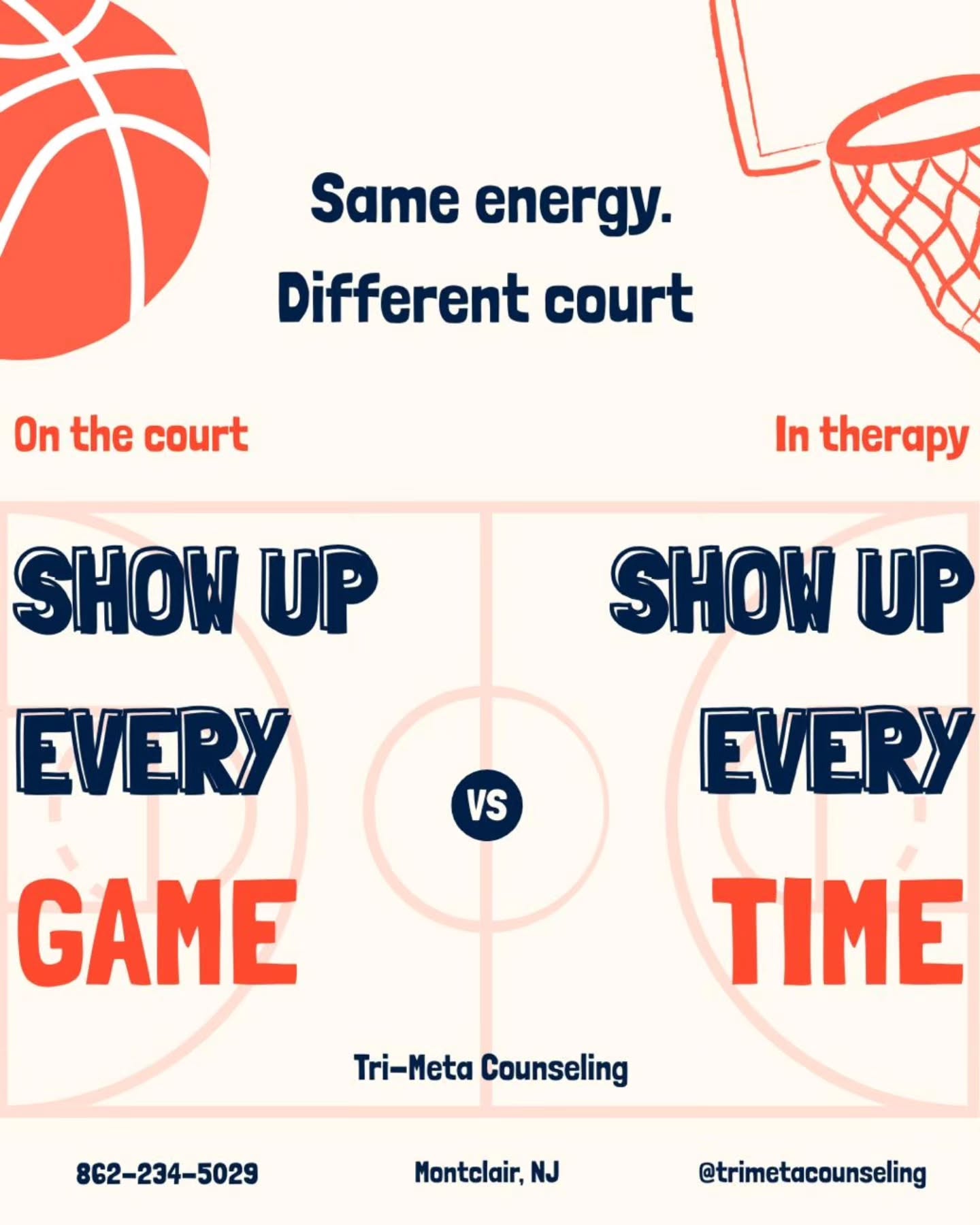 🏀 Same energy. Different court.
Whether you're stepping onto the basketball court or into a therapy session, growth doesn't happen by accident—it happens through consistency, trust, and showing up, even on the hard days.
On the court, you learn to trust your coach, bounce back from setbacks, and stay focused under pressure
.
In therapy, you learn to trust the process, build emotional resilience, develop healthier coping skills, and create meaningful change that lasts beyond the session.
The goal isn't perfection.
it's progress.
💭 What skills from sports have helped you in other areas of your life?
📞 Ready to invest in your mental game? Tri-Meta Counseling offers therapy for children, teens, adults, couples, and families in NJ & beyond!
#MentalHealth #nbafinals #montclairnj