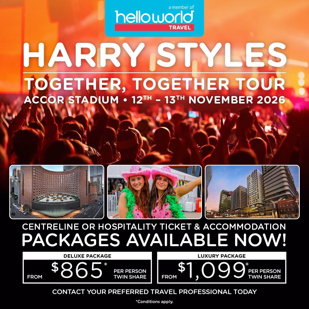 🎤Calling all Harry Styles fans! Our sponsor @travelmenaimetro has a great deal!!
Make it a girls’ getaway to remember with My Way’s exclusive package, including accommodation and tickets to see Harry Styles live at Accor Stadium on 12 or 13 November 2026.
🎶Sing along to your favourite hits
🏨Stay overnight in comfort
💃Enjoy the ultimate girl’s night out
Contact Travel Menai Metro today for pricing and availability. Places are strictly limited!
☎️02 9543 7511
✉️sales@travelmenai.com