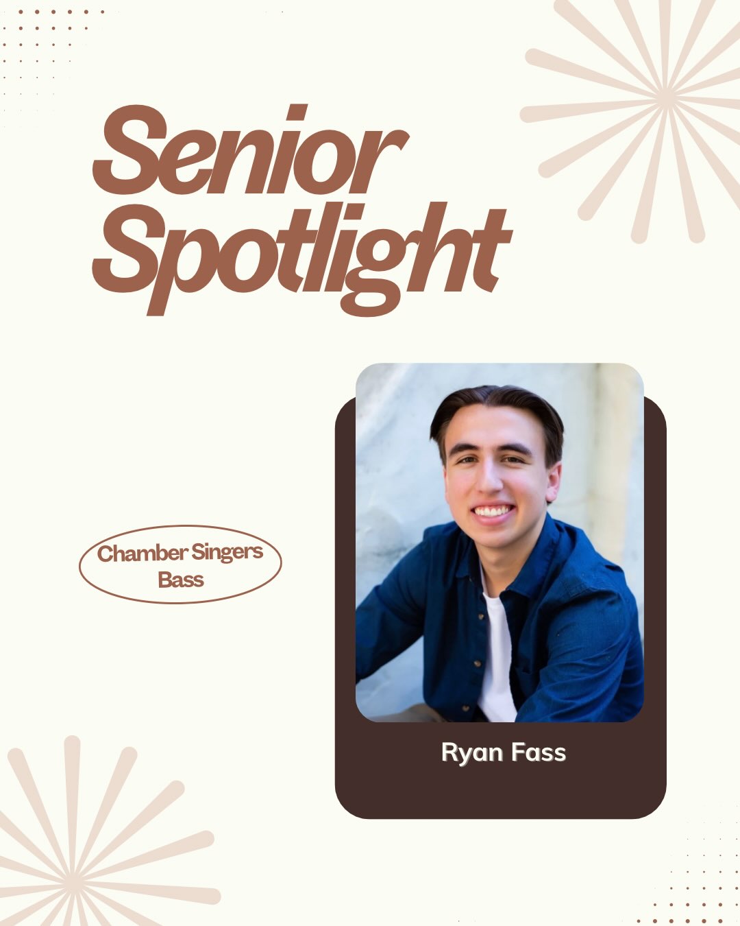 now we have ryan! thank you for your dedication to choir, good luck at pitzer!! ❤️🎶