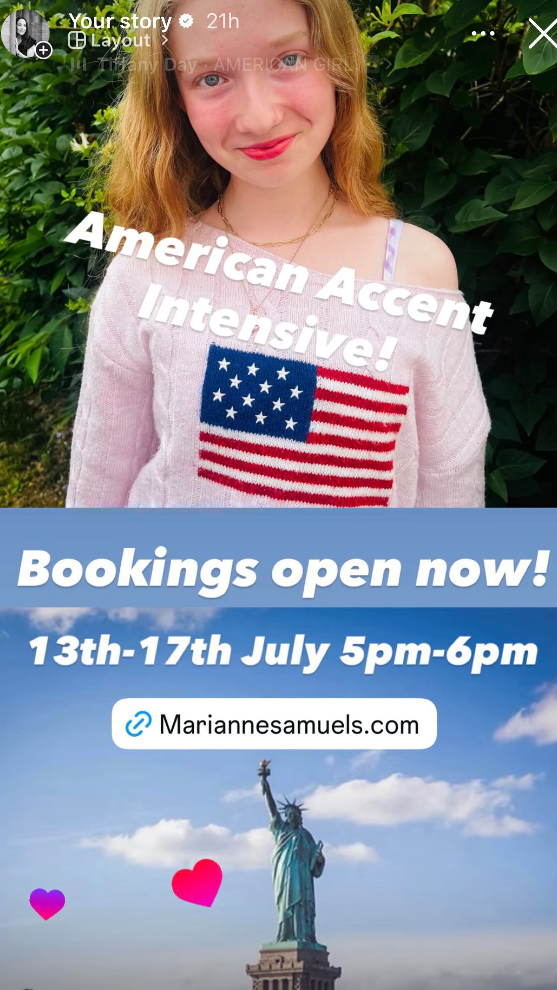 Here’s some more information about our fab American Accent Summer Intensive. Suitable for all levels, backgrounds and ages. Our simple method allows for the shapes and sounds of the accent to really stick. We keep it fun and memorable. I will be running the course myself so I bring many years of accent, dialect and voice pedagogy to the programme. I cannot wait to meet you! Book directly online or DM for more information! Link in the bio! #dialectcoach #americanaccent #voicecoach #summerintensive