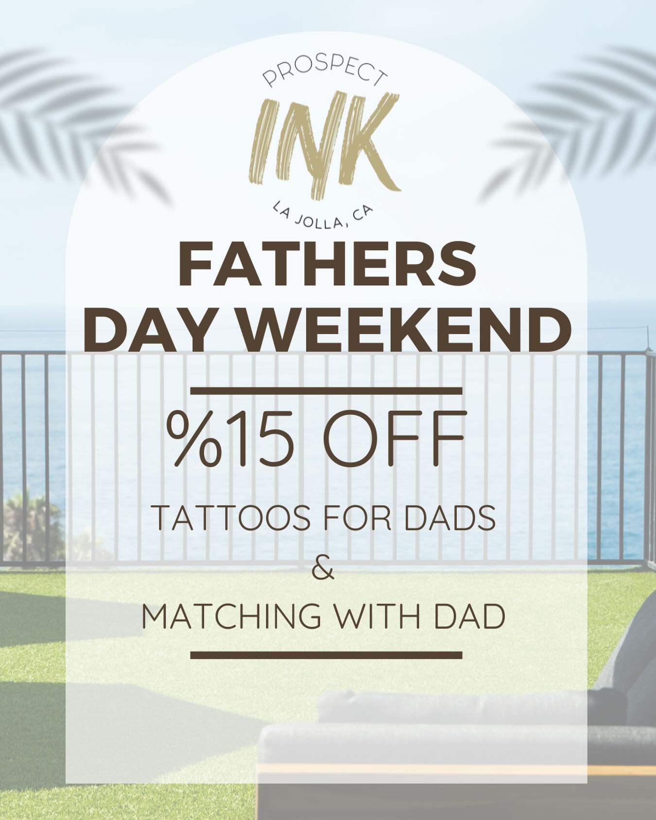 Father’s Day Weekend at Prospect Ink ✍️
Enjoy 15% off tattoos for dads and matching father-sons, daughters pieces, on Saturday and Sunday June 20-21 🗓️
🎁Our year-round gift certificates are also available—the perfect way to gift a tattoo or help pay for his next piece.
🔗 Booking link in bio or DM us 🧑🎨
Also find us on the Mutt Strutt map that @lajollabythesea is organizing for Doggy Dads 🐶
#prospectink #fathersdaytattoo #fathersday2026 #inkedup #oceanviewtattoo