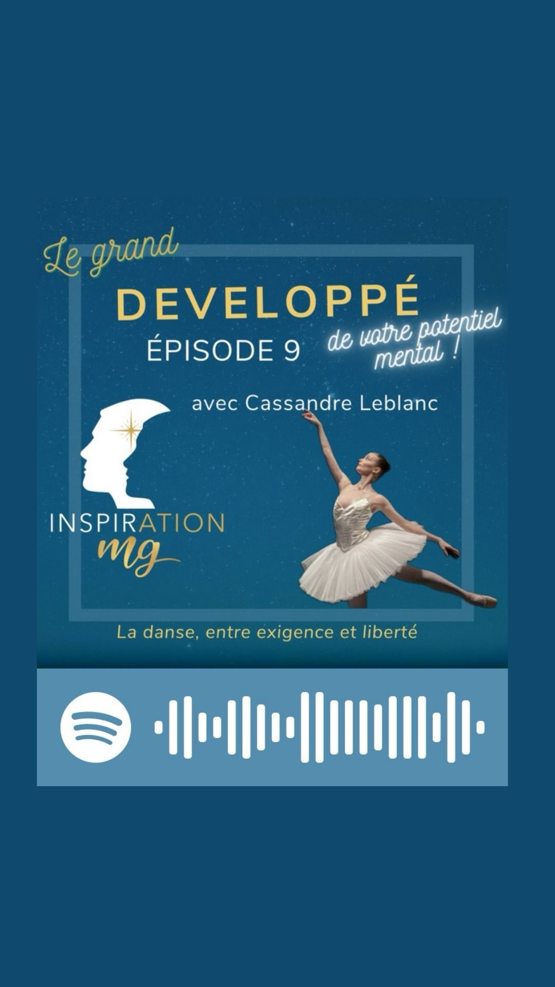 🎙️ NOUVEL ÉPISODE DISPONIBLE 🎙️
« La danse, entre exigence et liberté »
Aujourd’hui, j’ai le plaisir de vous annoncer la mise en ligne d’un nouvel épisode podcast du « Grand Développé de votre Potentiel Mental » enregistré avec Cassandre @cassandre_leb , danseuse professionnelle.
Un échange profondément sincère, sensible et authentique. Merci infiniment Cassandre 🙏🏼 ✨
Nous explorons ensemble son parcours : sa formation au CNSMD de Paris, ses expériences dans le monde de la danse , du cinéma et de l’audiovisuel, son rapport à la scène, mais aussi son besoin essentiel de liberté dans le mouvement et dans sa manière de créer.
Cassandre se livre avec beaucoup de transparence sur les réalités du métier : la pression, le perfectionnisme, les angoisses, le regard des autres, et cette sensibilité intense qui traverse son parcours et qu’elle apprend aujourd’hui à transformer en force artistique.
Nous abordons également des périodes plus difficiles, notamment une expérience marquante de harcèlement moral, ainsi que les blessures physiques et leurs impacts sur le corps, le mental et l’identité du danseur.
Un échange fort, humain et inspirant, qui met en lumière les coulisses du métier d’artiste et l’importance de mieux accompagner les danseurs sur le plan physique et mental.
✨ Et en fin d’épisode, une visualisation guidée spécialement pensée pour les danseurs blessés (ou toute personne en période de récupération), afin de mobiliser ses ressources, apaiser le mental et accompagner le corps dans son processus de guérison.
🎧 Disponible sur toutes les plateformes d’écoute. (Installez-vous confortablement, l’épisode d’environ 1h45 😅)
#podcast #danse #preparationmental #danseclassique #bienetre