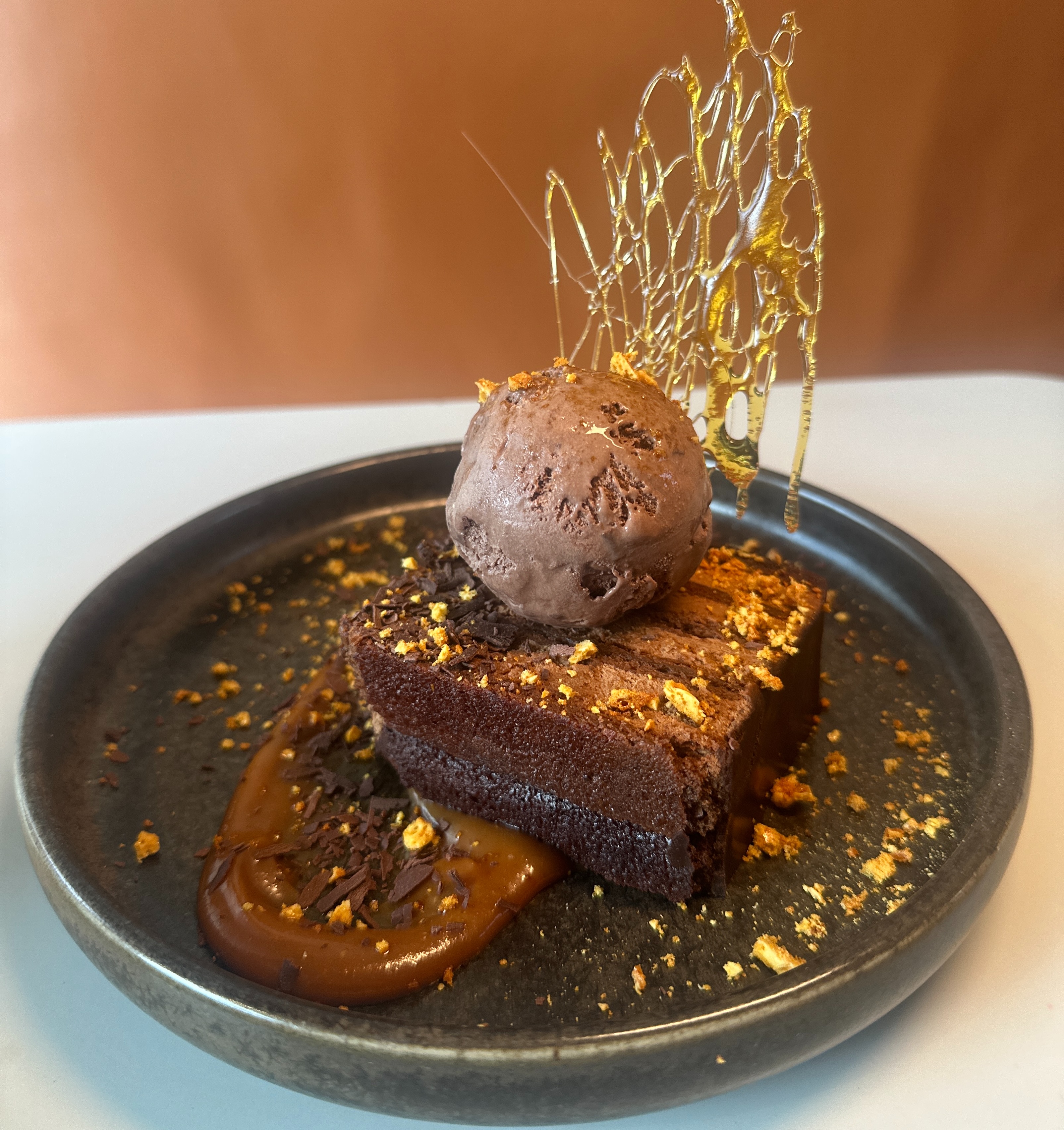 So chocolate ice cream melts too fast for our basic make it up as we go food photography skills, so you need to imagine it not melting. 🫶