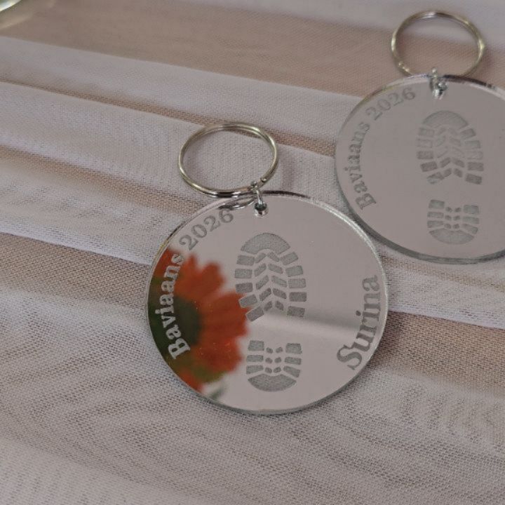 Mirror Acrylic Keyrings
• R35 each
• Special Offer: 10 for R280
• Valid until 30 June 2026
Available in: • Silver Mirror • Rose Gold Mirror • Gold Mirror
Enquire today to place your order. ✨