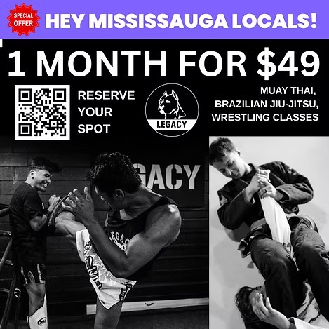 Limited Promo at our Mississauga location. Only $49 for 1 month of unlimited classes. Reserve your spot and book in your first class from our website at www.legacystronghold.com
For new and returning students only.
#teamLEGACY #whatsyourlegacy