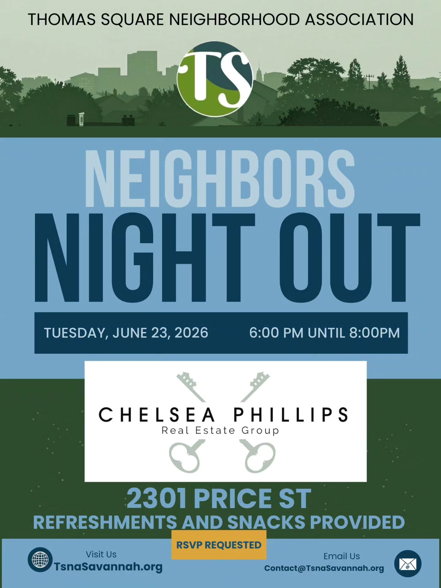 Come meet your neighbors June 23rd 6p-8p at Chelsea Phillips Real Estate. RSVP Requested