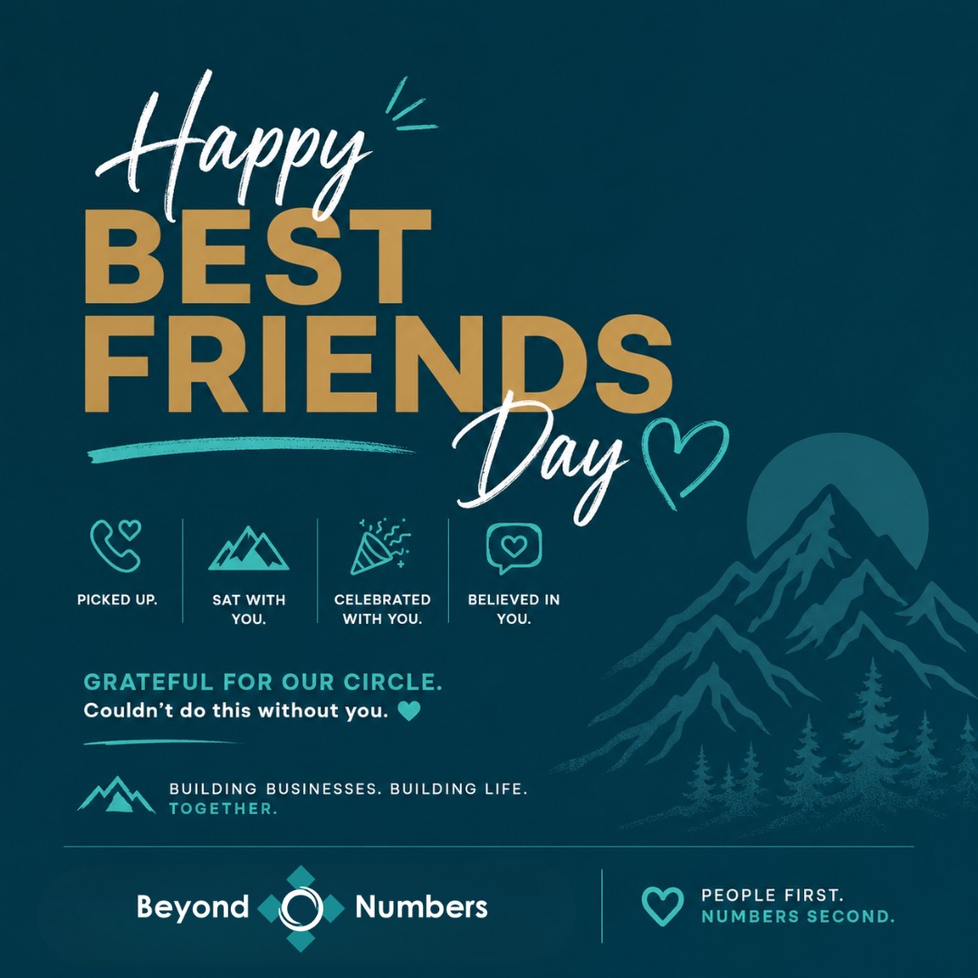 Happy National Best Friends Day 🤝💙
Not just a best friend.
A best of friends.
There's a difference, and if you know, you know.
We talk a lot about systems, processes, and clean books. But today we're talking about the people who make building something actually worth it.
The ones who picked up when you called at the wrong hour.
The ones who sat with you in the hard parts.
The ones who celebrated the wins that looked small from the outside but meant everything to you.
The ones who said "you've got this" , and meant it.
You can't put a value on that circle.
Trust us, we've tried. 💙
Building a business in Alaska is not a solo sport.
Neither is life.
🏔️ Happy Best Friends Day from all of us at Beyond Numbers.
#NationalBestFriendsDay #AlaskaLife #BeyondNumbers #AlaskaBusiness #Community #SmallBusiness #AlaskaEntrepreneur #Gratitude #BestFriends #Alaska