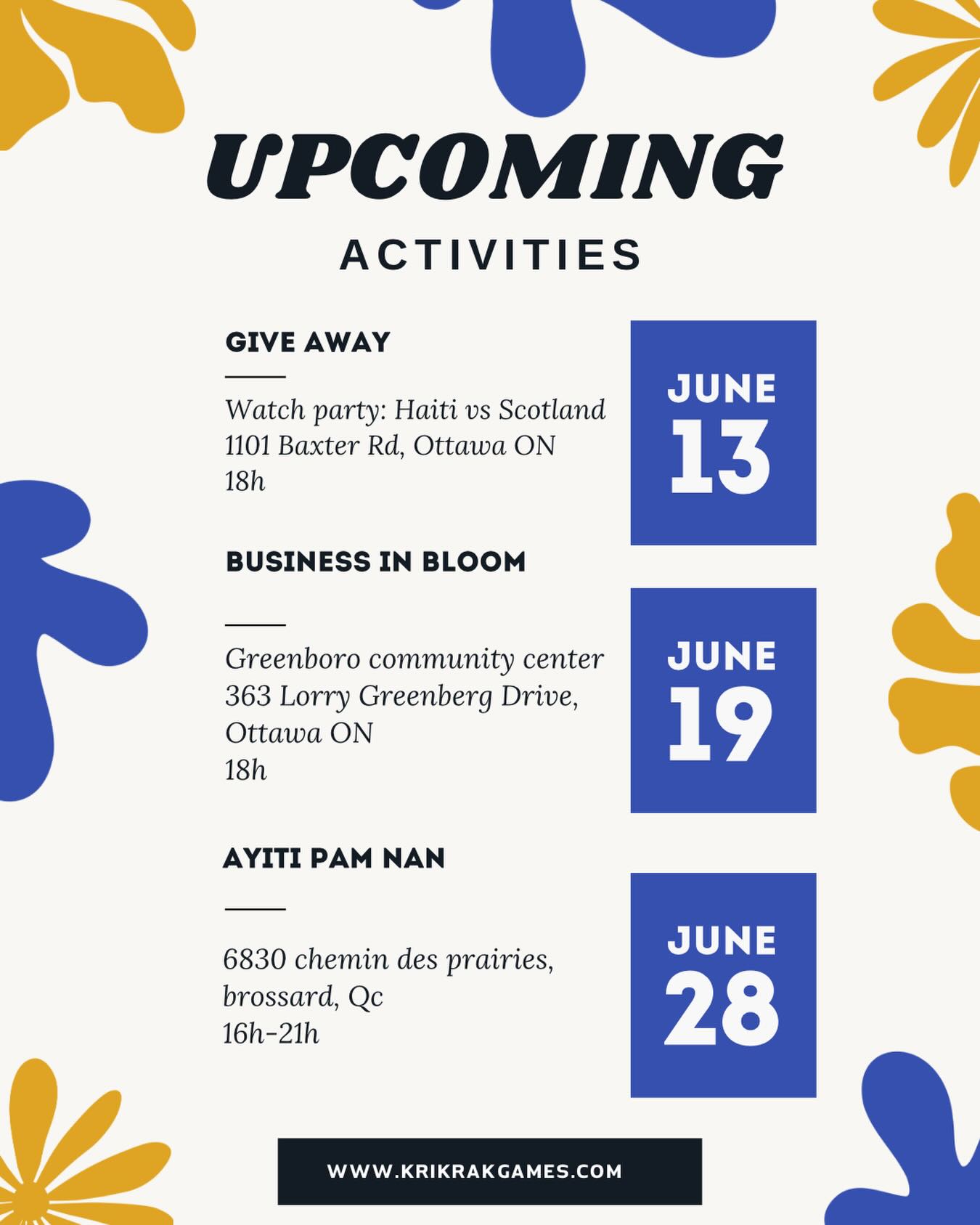 ✨ Exciting activities are coming up for Krik Krak this month!
Stay tuned, we’ll be sharing the official poster with all the details soon. 📅🎉
#krikrak #comingsoon #StayTuned #haitiangames