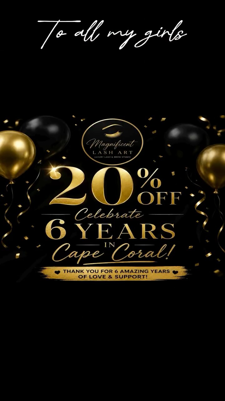 Celebrating major milestones with all of you! It’s been an incredible 6 years in Cape Coral and 4 years in Fort Lauderdale.
To celebrate, you can enjoy 20% off all new sets through July. Every new set booked during this time also comes with a special gift as a token of my appreciation.
Thank you for years of love and support. Book your appointment now and let’s keep your lashes looking magnificent!
#magnificentlashart #lashtransformation #fortlauderdalelashes #luxurylashes #wispylashes