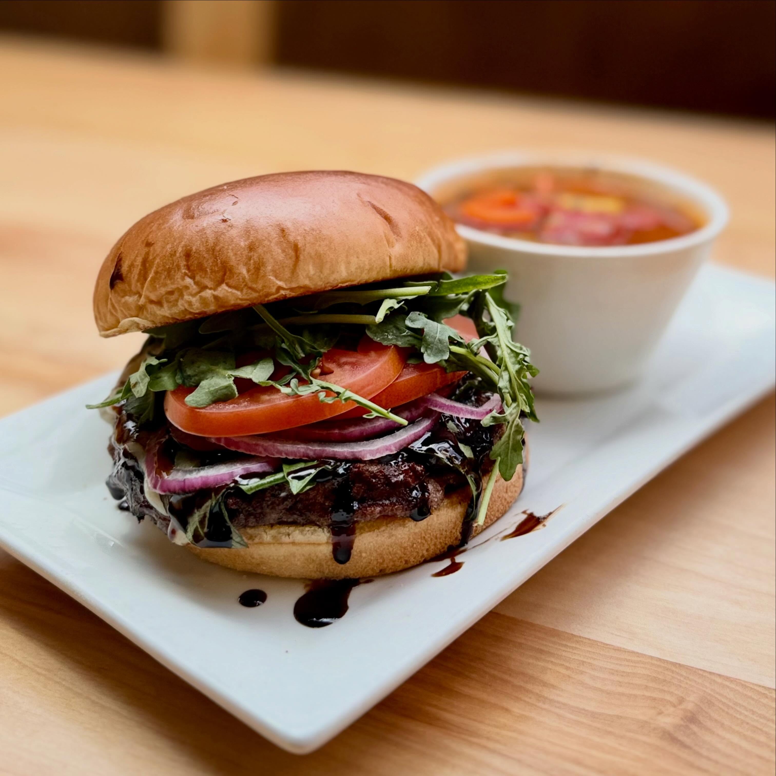 🇮🇹Mamma mia!🤌🏼
-
Weekly Specials: June 8 - June 13
-
Specialty Burger: Caprese Burger
Grilled beef patty topped with mozzarella cheese, fresh basil, tomatoes, red onions, arugula and balsamic glaze on a toasted bun
-
Daily Soup: Minestrone Tortellini
-
Birch Salmon: Herb and Cheese
Hand breaded salmon: dipped in red pepper pesto and breaded with herbs and parmesan cheese and pan seared
-
Lunch Special: Meatball Sub
Garlic butter toasted hoagie with meatballs, house made marinara sauce topped with mozzarella and parmesan cheese
