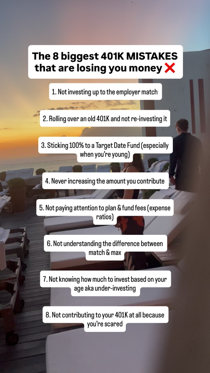 Your 401K (or employer sponsored retirement accounts 457, 403b etc) are powerful tools for building wealth! 💸
But a lot of you are underutilizing them! 👀
👉 Follow @femmefinancialcoaching
👉 Save & share this post
1️⃣ Ensure you increase the amount you contribute as often as possible. Experts recommend investing 20% of your income so if you’re at 4% to your 401k there is the gap you are trying to fill
2️⃣ Target Retirement Funds are very common and what most of you are probably enrolled in. These are great to start with!! But often can be a little conservative. An option could be to keep your TDF but add in some extra exposure to another more stock heavy fund to give your portfolio some extra gas ⛽️
3️⃣ Be mindful of the fees you are paying on some of these funds! 401k plans often have fees, but so do the funds you are choosing (expense ratio)
4️⃣ When you do a rollover IRA please double check that the money was actually invested and not just sitting as cash 🙏🏼
Need help navigating your 401k?!
In my coaching I go through all you investment accounts with you to ensure they are being optimized.
👉 Comment ‘INVEST’ for support
👉 Comment ‘INVEST’ for support
#personalfinance #financialliteracy #womenthatinvest