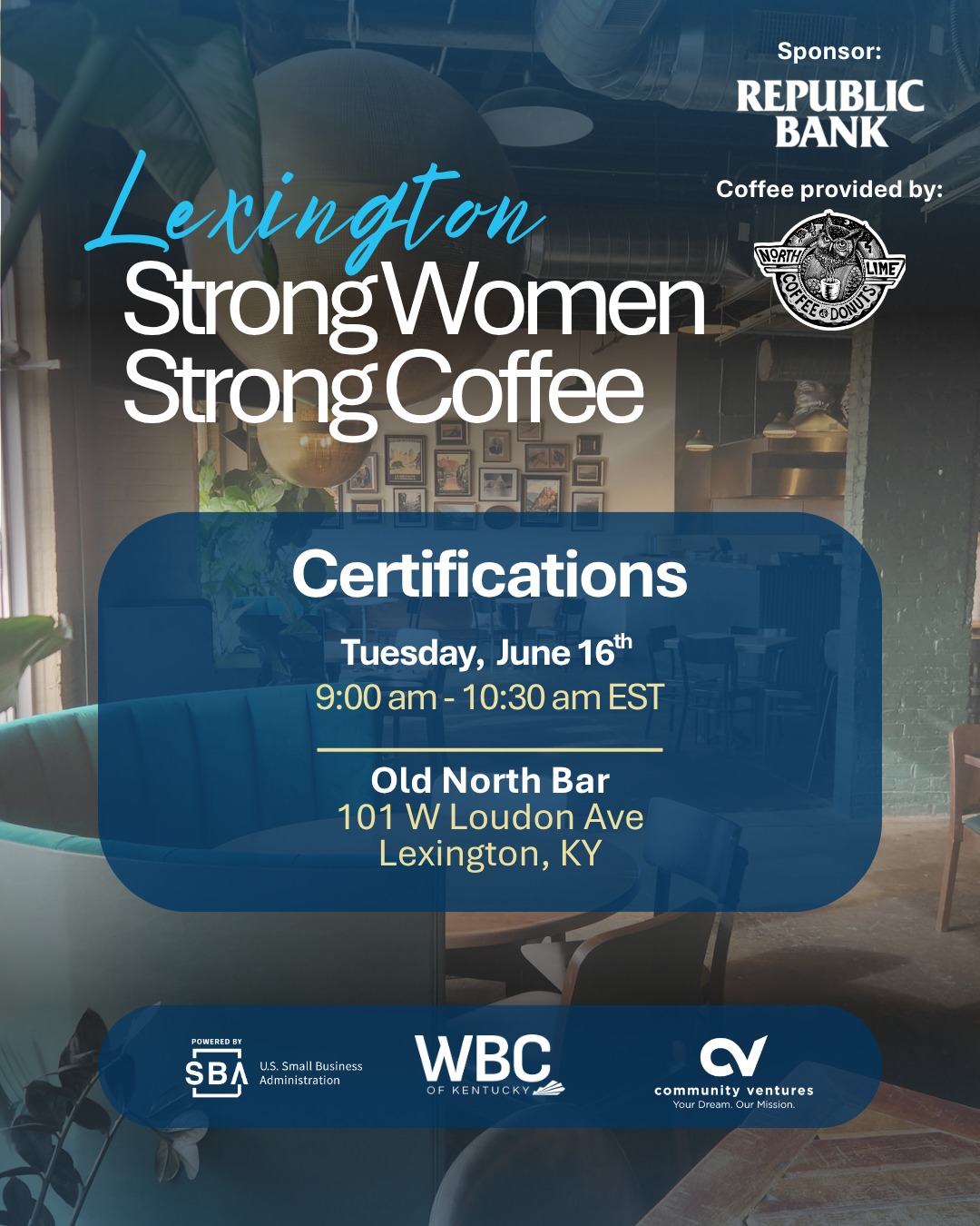 ☕ Lexington, let’s talk opportunities.
Join the Women’s Business Center of Kentucky for Strong Women Strong Coffee on Tuesday, June 16, at Old North Bar.
This month’s conversation will focus on certifications, government contracts, procurement, and the resources that can help small business owners better understand how to access new opportunities.
Whether you’re exploring MWBE certification, interested in doing business with local or federal agencies, or simply want to connect with other entrepreneurs in the Lexington business community, this morning is for you.
📍 Old North Bar
101 W. Loudon Ave, Lexington, KY
📅 Tuesday, June 16
⏰ 9:00 AM – 10:30 AM
Reserve your spot:
https://www.eventbrite.com/e/strong-women-strong-coffee-lexington-2026-tickets-1979272259609
Thank you to our sponsor, @republicbank, and our coffee partner, @north_lime.
#StrongWomenStrongCoffee #WBCofKY #LexingtonKY #WomenInBusiness #SmallBusinessCommunity #GovernmentContracts #MWBE #KentuckyEntrepreneurs