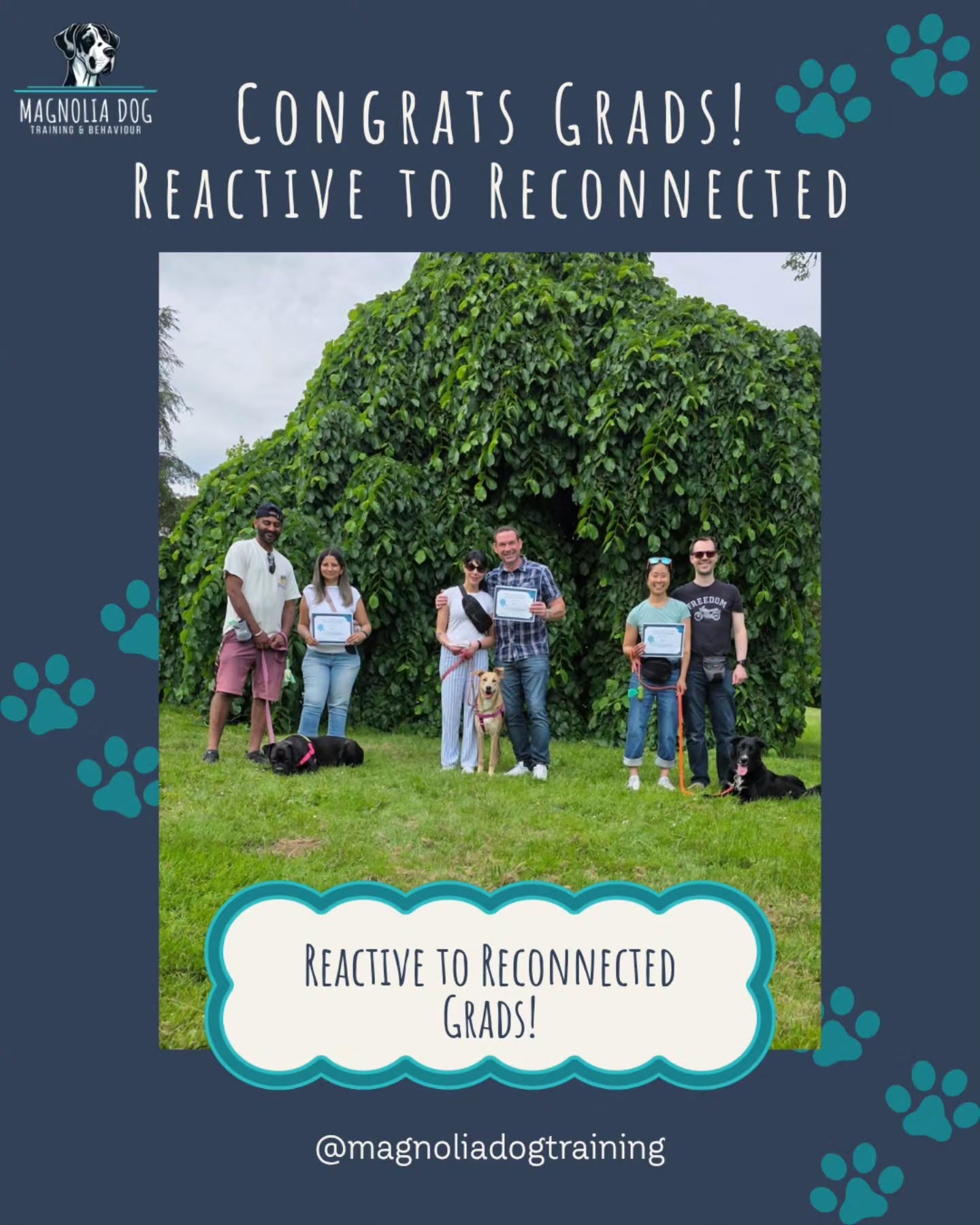 🎓🐾 Congratulations to our newest Reactive to Reconnected graduates, Stella, Rocky, Sylvie, and Beth (who may be missing from the photos, but was absolutely part of the journey)!
This group worked incredibly hard over the past several weeks, and it was amazing to watch the progress unfold. While every dog came into class with their own unique challenges, goals, and histories, they all shared one thing in common: humans who were committed to understanding them, supporting them, and helping them navigate the world more comfortably.
Reactivity can feel overwhelming. It can make walks stressful, outings unpredictable, and leave families wondering if things will ever get easier. What these teams discovered is that progress isn't about creating a "perfect" dog. It's about building confidence, developing new skills, recognizing needs, and creating patterns that help both dogs and humans feel more successful.
Throughout the course, we watched these teams learn how to read their dogs more effectively, advocate for them when they needed support, and celebrate the small wins that eventually become big ones. We saw dogs choosing to disengage, recover more quickly, make thoughtful decisions, and build confidence in situations that may have once felt overwhelming.
Some of the biggest transformations aren't always the ones that show up on video. They're the moments when a dog looks to their person for guidance instead of reacting, when a handler feels confident enough to take a walk they previously avoided, or when both ends of the leash start to trust each other a little more.
We are so proud of Stella, Rocky, Sylvie, Beth, and their families. Thank you for showing up, doing the work, asking questions, supporting one another, and trusting the process. The end of class isn't the end of the journey. It's just the beginning of a stronger, more connected relationship.
Congratulations, graduates! ❤️🐾