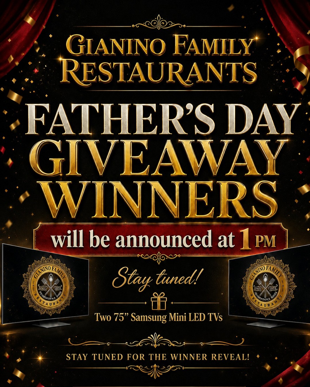 30 minute countdown to the announcement of the Father's Day Giveaway Winners!