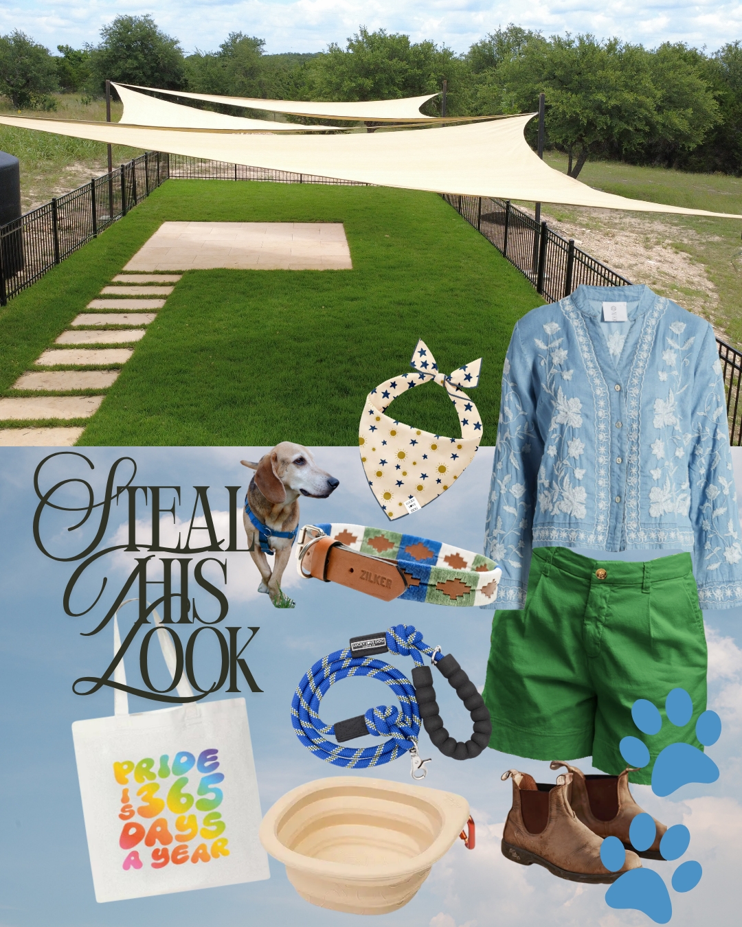 🌈 Embrace the PRIDE spirit! Our furry friends deserve the best, and this stunning dog run is ready for endless summer adventures under the glorious shade of magnificent sails. Join the fun and let your pets frolic in style! 🐾
Bandana & leash - @luckylovedogs
Dog collar - @zilkerbelts
Dog bowl - @pawsonchicon
Tote - @thelittlegayshop