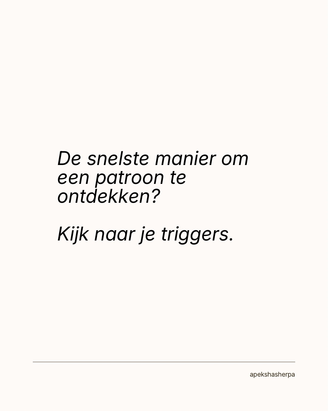 Je trigger is niet het probleem.
Je trigger wijst naar het probleem.
Daarom herhalen patronen zich vaak.
Niet om je te straffen.
Maar omdat er iets gezien wil worden.
In familieopstellingen onderzoeken we vaak niet alleen wat er vandaag gebeurt, maar ook waar dit gevoel oorspronkelijk vandaan komt.
Welke trigger komt steeds terug in jouw leven?
#familieopstellingen #traumaheling #hechting #systemischwerk #innerlijkwerk