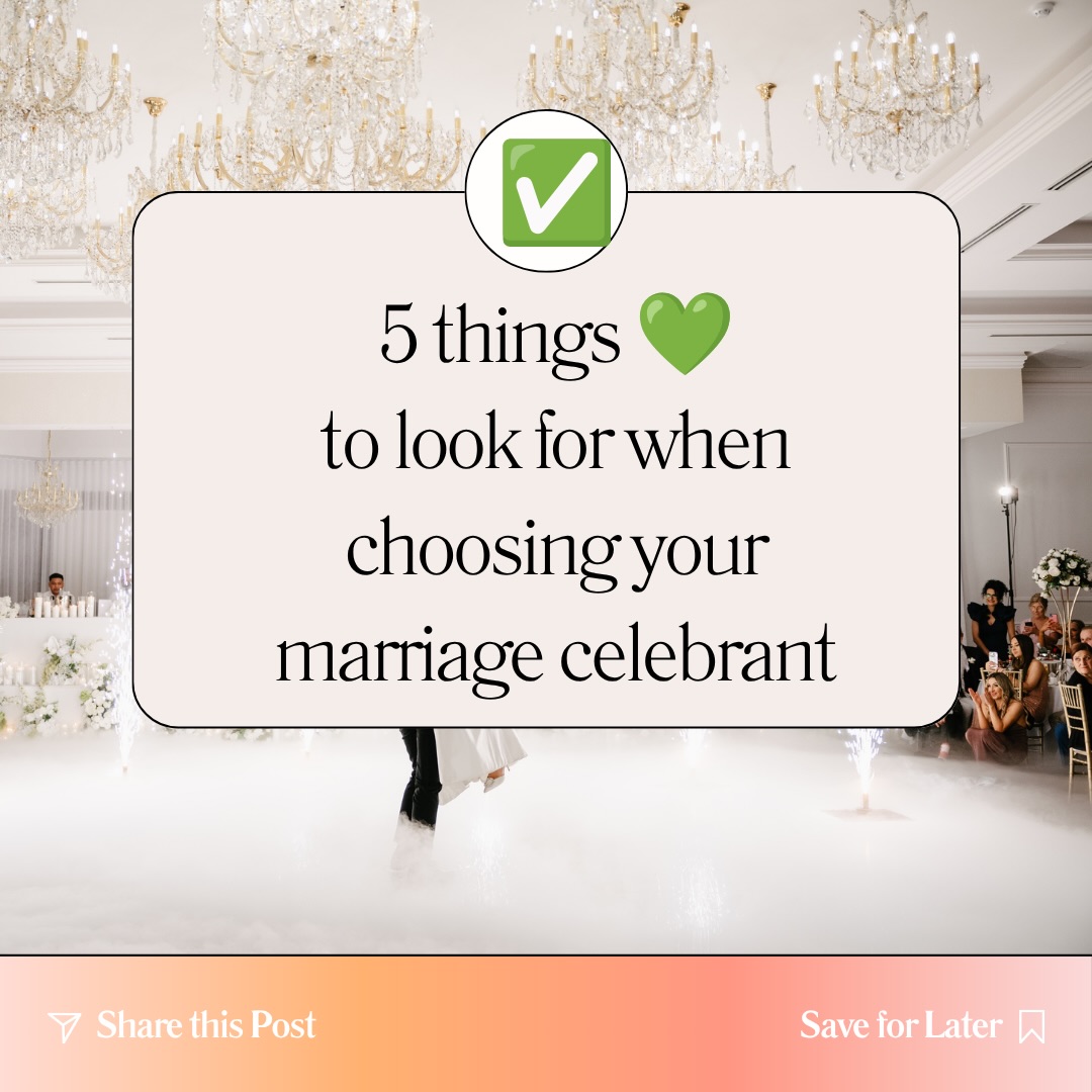5 things to look for when choosing a marriage celebrant 💛
#melbournecelebrant #melbourneweddingsuppliers #melbournebride