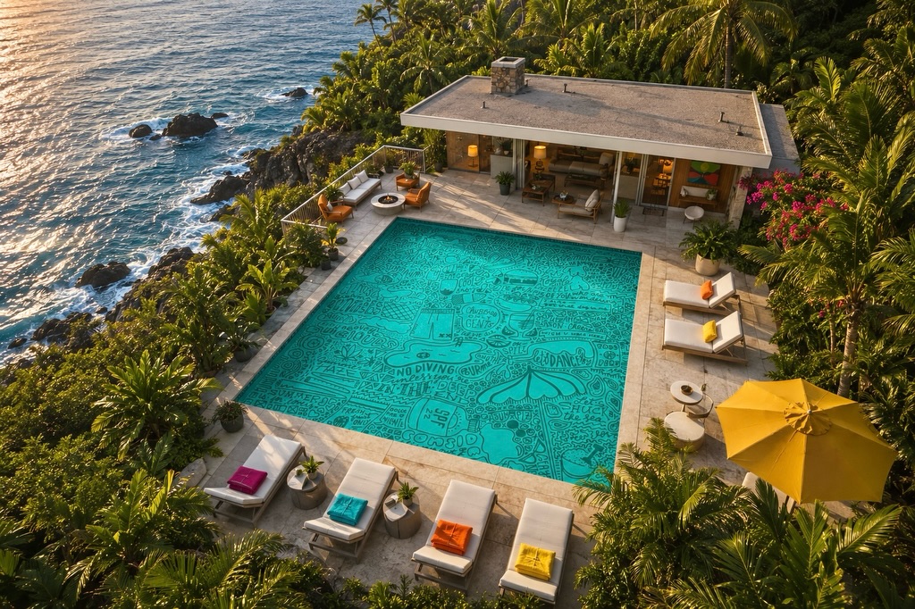 been daydreaming about designing pool surfaces (PS - ai still can’t replicate my art, even when fed exact imagery & prompts. i find joy in that, almost as much as joy as i’d feel if someone would let me paint the bottom of their pool) 🧿✨ || xx
#caylabirkart #dreamspaces #poolart