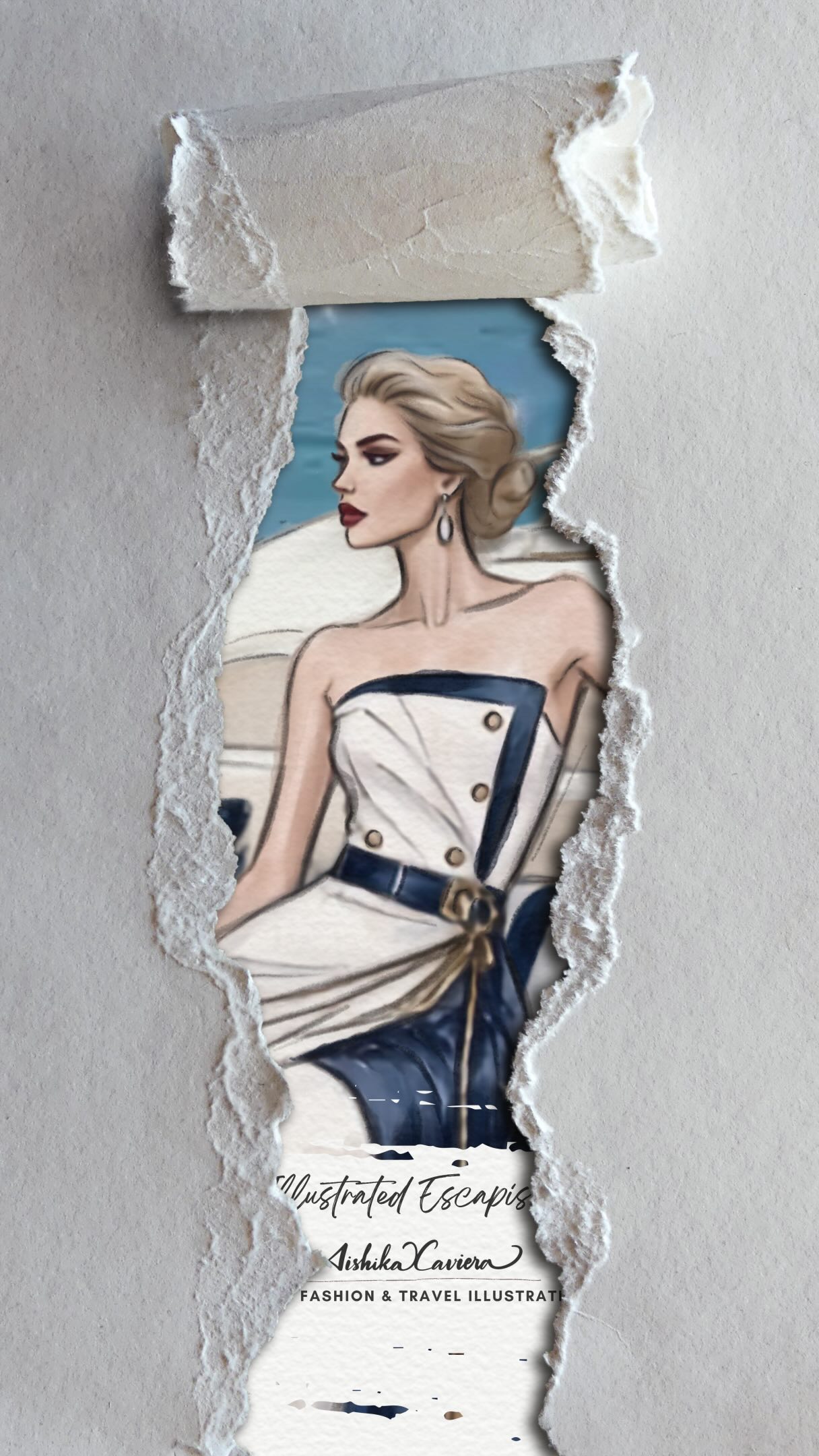 The dress code for the yacht party. Chic
Some people vacation on a whole other level. The South of France. Mykonos. A suitcase that appears to have its own itinerary. A mode of arrival that may involve air, land, or sea, and, when it comes to the latter of these, a regular boat just won’t do.
I have always found those worlds endlessly useful for inspiration. Not because they are extravagant, although they often are, but because they have their own cinematic dress code. Practicality is rarely the point. In these cases, standard boating attire is often eschewed for high fashion looks (because where’s the joy in practicality?). And somewhere between the polished wood, the salt air, the navy stripes and the impossible sweep of a haute couture gown, resort wear begins to look a little like theatre.
This Wanderlust piece is my ode to nautical glamour & the sparkle of sun glitter: high fashion at sea, Riviera style, yacht style, luxury travel art, and the deliciously impractical understanding that sometimes the ocean deserves more than swimwear.
For my Wanderlust Series | fine art, fashion illustration, watercolour illustration and luxury travel art inspired by the romance of beautiful escapes.
AISHIKAXAVIERA.com
Muse wears: Concept gown | Elie Saab x Zuhair Murad
#FashionIllustration #travelillustration #YachtStyle #travelart #nauticalstyle