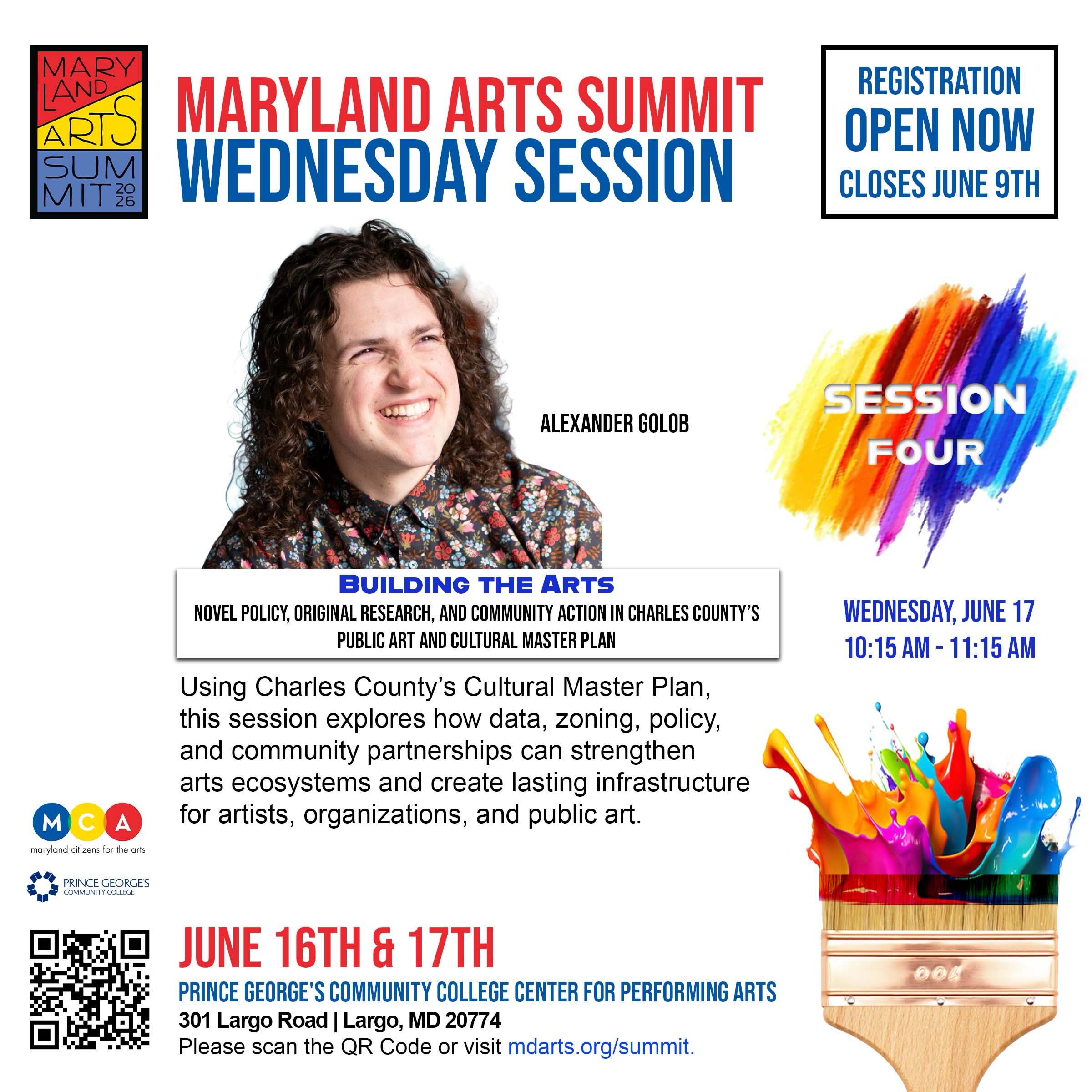 Excited to share that I’m presenting at the 2026 Maryland Arts Summit - Session Four, Wednesday June 17, 10:15–11:15 AM. Registration closes June 9th!
My session grows out of the first county-led Public Art and Cultural Master Plan for Charles County - work I had the privilege of leading with @envirocollab , @3_ring_studio , and Site Design Inc, in close partnership with the incredible team at Charles County Parks, Recreation & Tourism (@charlescountyparksrec ) and so many others across the county.
Here’s what we’ll dig into:
Original statewide research on per-capita arts funding - and what the data reveals about where communities stand.
Novel zoning frameworks to leverage private-sector investment for stable, long-term arts spaces.
Place-based typologies for rural, suburban, and urban communities - what arts integration actually looks like on the ground.
Planning as community organizing – building the relationships and momentum that make a plan actually move.
This was a highly competitive selection and I’m so honored to be part of it. Thank you @mdcitizenarts for organizing this! I’m looking forward to incredible conversations happening across both days.
Link in bio to register - doors close June 9th. Hope to see you there!
#MarylandArtsSummit #CharlesCounty #GolobArt #MarylandArts #CulturalPlanning