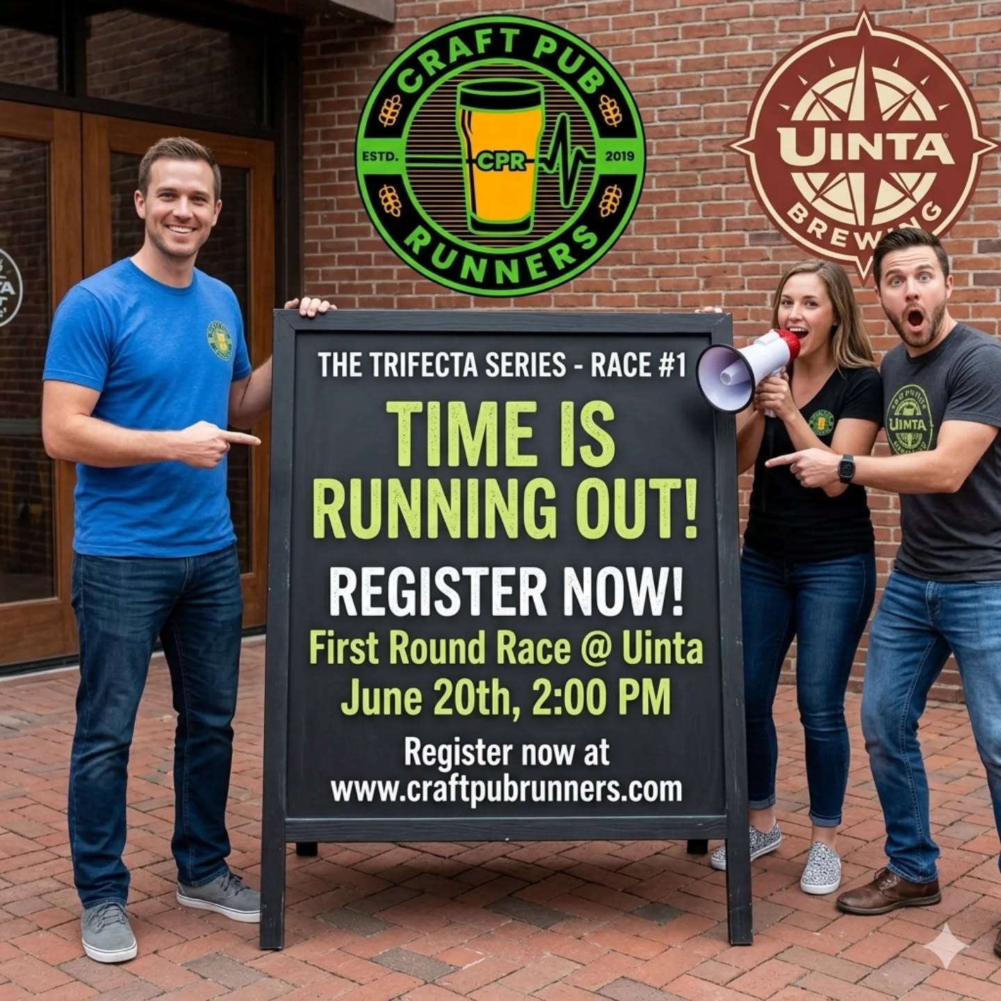 The first race of the Trifecta is almost upon us! If you haven't done so already make sure to register at www.craftpubrunners.com. Don't miss out on the fun with our friends at @uintabrewing !
#firstround #trifecta #CPR #craftpubrunners #races