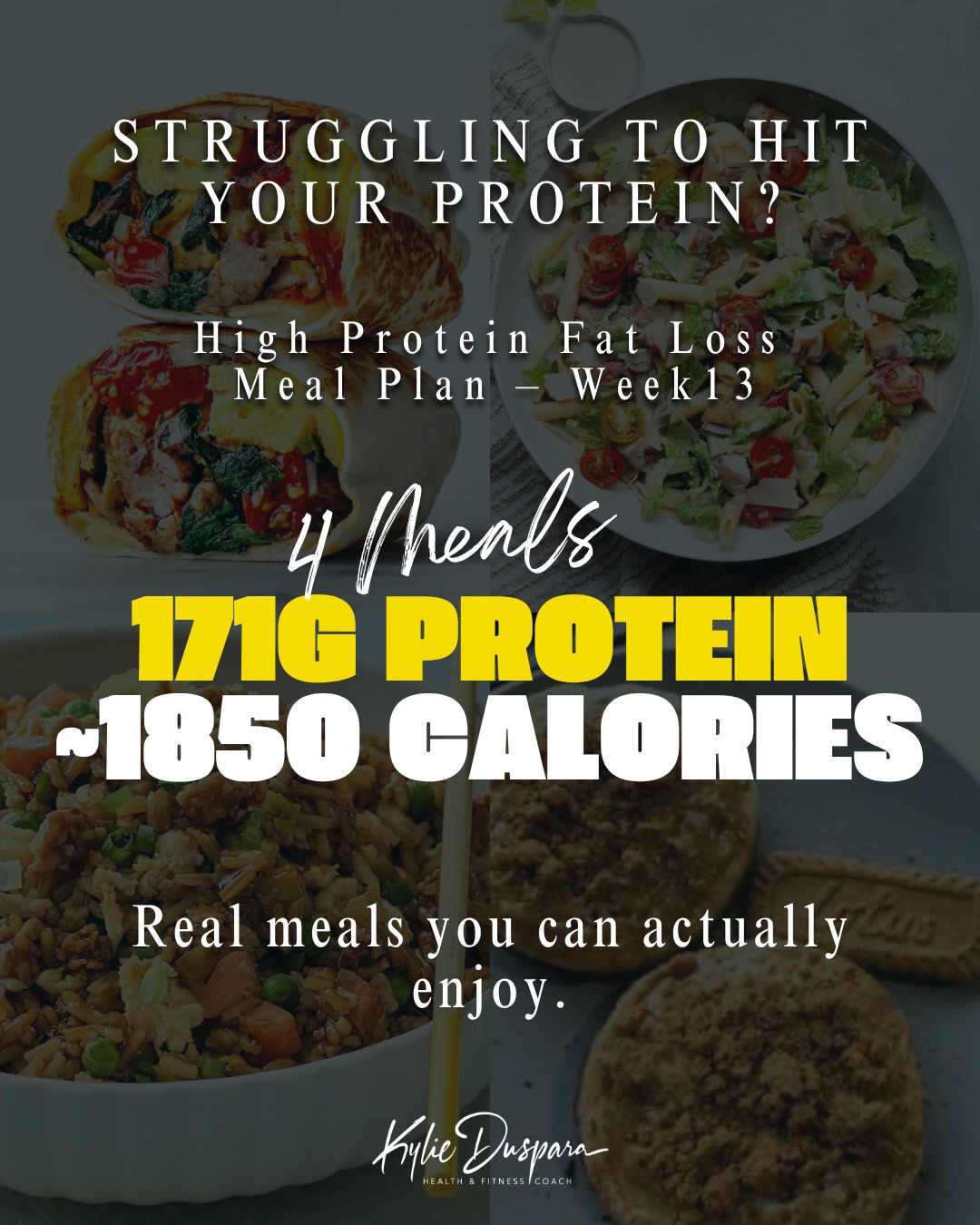 WEEK 13 MEAL PLAN IS LIVE 🔥
If you’re sick of eating the same boring meals every week, this one’s for you.
This week’s menu includes:
🌯 High Protein Breakfast Burritos
🥗 Chicken Caesar Pasta Salad
🍚 Teriyaki Chicken Fried Rice
🍪 Biscoff Cheesecake Crumpets
Daily Macros:
🔥 1,850 Calories
💪 171g Protein
🍞 172g Carbs
🥑 52g Fat
High protein.
Simple ingredients.
Easy meal prep.
And food that actually tastes good.
Because let’s be honest… nobody sticks to chicken, broccoli and misery forever 😏
The goal isn’t to eat perfectly.
The goal is to make healthy eating so enjoyable and sustainable that you don’t feel like you’re “on a diet” at all.
These are the exact types of meals I use with clients to help them lose fat, build strength and create results they can actually maintain.
Which recipe are you trying first? 👇🔥
Want the full recipe book/meal plan? Download it FREE — link in bio 📲
#KDPTFitness #MealPrep #FatLossFood #HighProteinMeal #HealthyRecipes