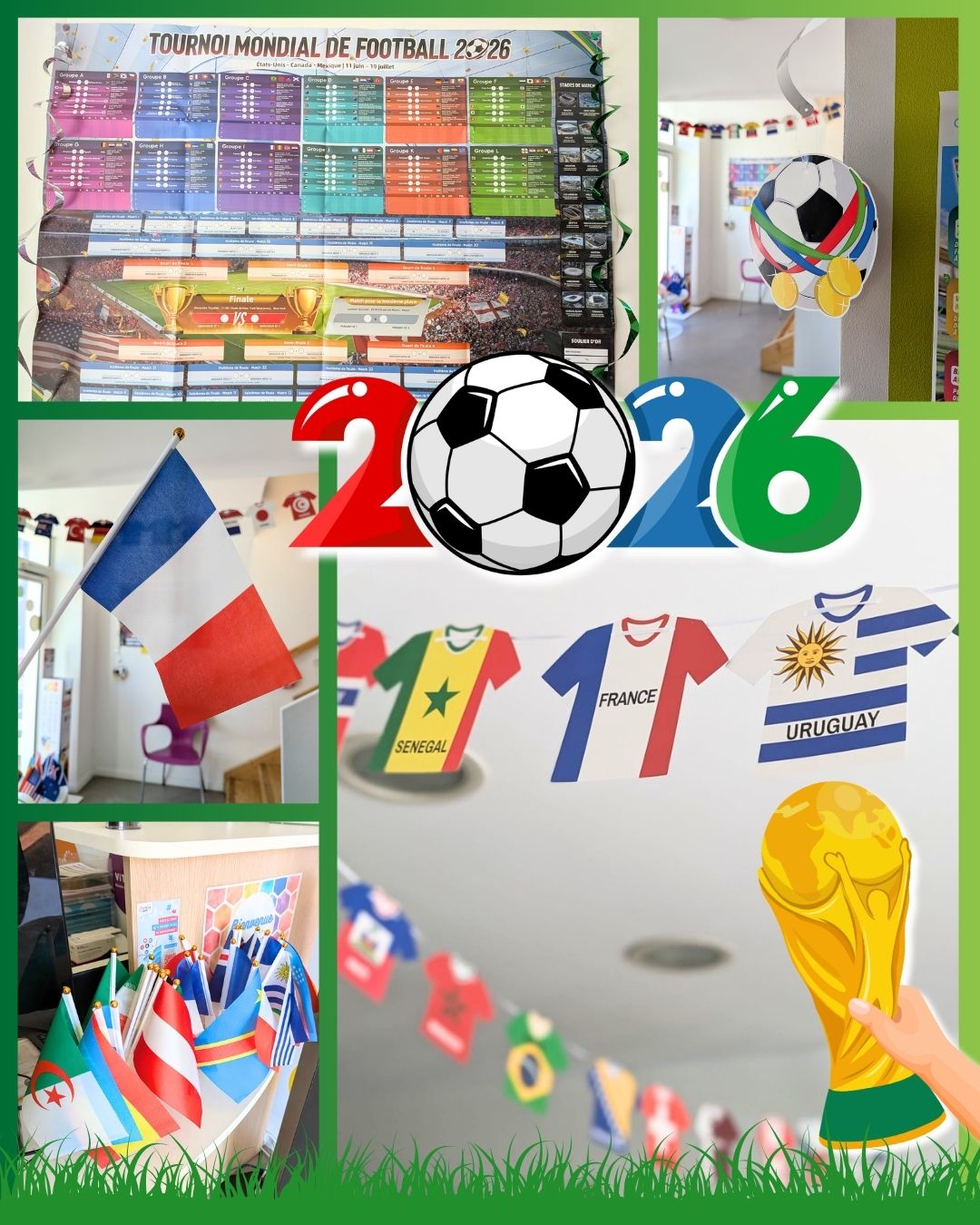⚽🔥 J-1 avant le coup d’envoi ! 🔥⚽
🌎 La Coupe du Monde 2026 débarque demain et ta Mission Locale est déjà en mode foot !
🏆 Drapeaux, maillots, ballon, tableau des matchs… tout est prêt pour vivre de grands moments ensemble !
👉 Pendant toute la durée de la compétition, viens compléter le tableau des scores, suivre les résultats et voir si tes équipes préférées vont jusqu’au bout !
📅 Côté Mission Locale : RDV dès demain pour le lancement de notre programme spécial coupe du monde au @districtfoot91 !