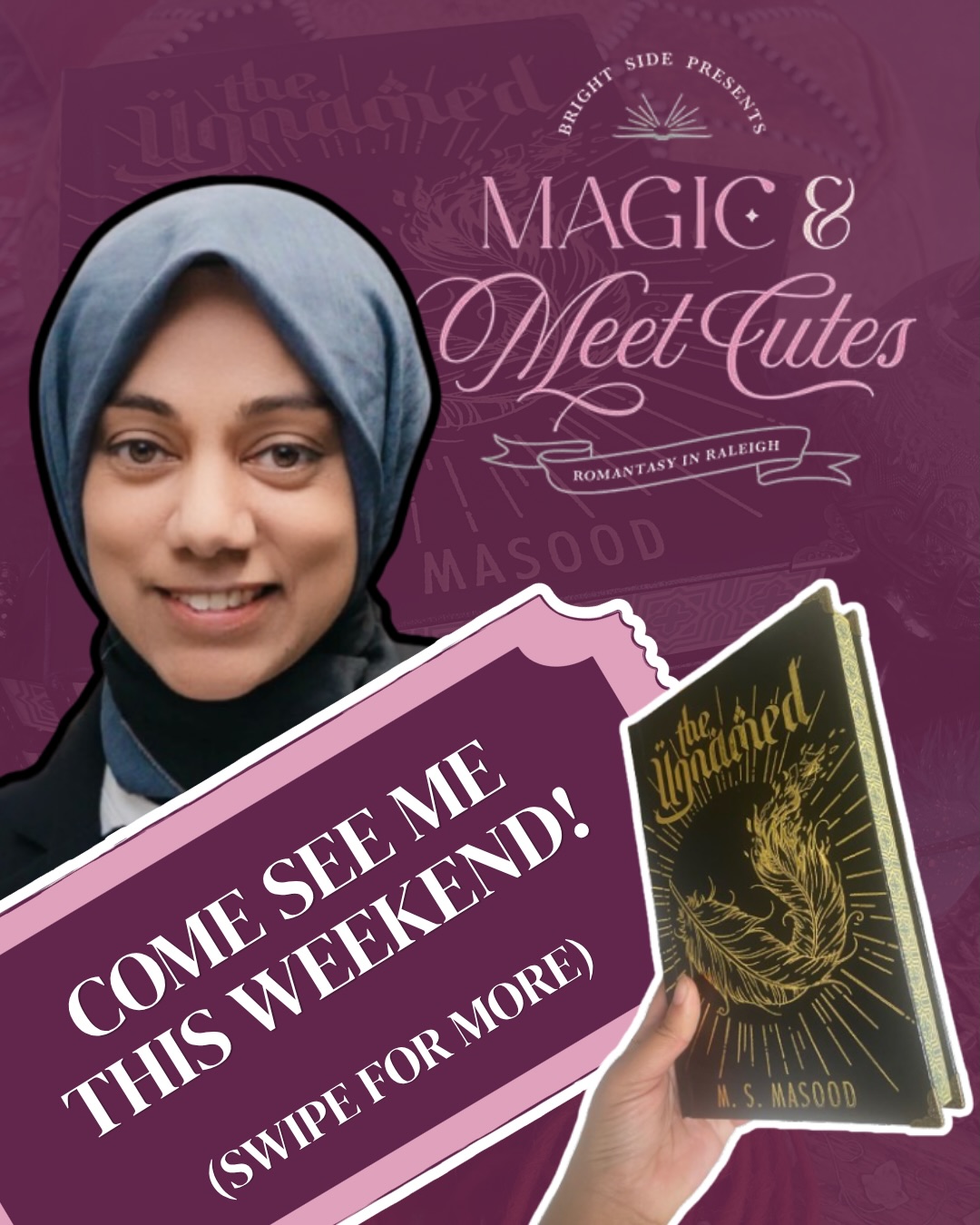 🪄MEET ME AT MAGIC AND MEET CUTES THIS WEEKEND!
✊🏽Where I’ll be speaking about Romance as Resistance in the patriarchy, publishing and political space with @mythicmic
📚 And yapping about my anti-colonial, enemies to lovers, emotionally damaging Rumpelstiltskin Retelling,The Unnamed, over chai and giveaways at my booth!
See you soon, Raleigh!
@magicandmeetcutes
#theunnamed #magicandmeetcutes #authorsigning #bookconvention #raleighthingstodo