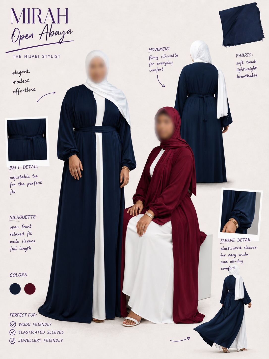 One of The Hijabi Stylist’s OG staples and still a customer favourite. Whether styled with the belt hidden inside the abaya for a modest, flowing silhouette or worn on the outside for a more defined look, the Mirah Abaya adds a touch of elegance and refinement to even the simplest everyday looks
Available in-store or online. (Link in bio)
#modestfashion #hijabi #abaya #explorepage #ootd