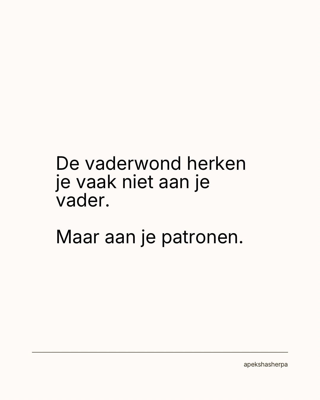 De vaderwond gaat niet alleen over een afwezige vader.
Ze gaat over de impact van wat jij als kind nodig had, maar niet volledig hebt ontvangen.
Dat kan doorwerken in je relaties, zelfbeeld, grenzen, vertrouwen en gevoel van eigenwaarde.
In familieopstellingen onderzoeken we waar deze patronen zijn ontstaan, zodat je los kunt komen van wat je vandaag niet meer dient.
Herkenbaar?
Bekijk mijn trajecten via de link in bio.
#vaderwond #familieopstellingen #systemischwerk #hechting #persoonlijkeontwikkeling