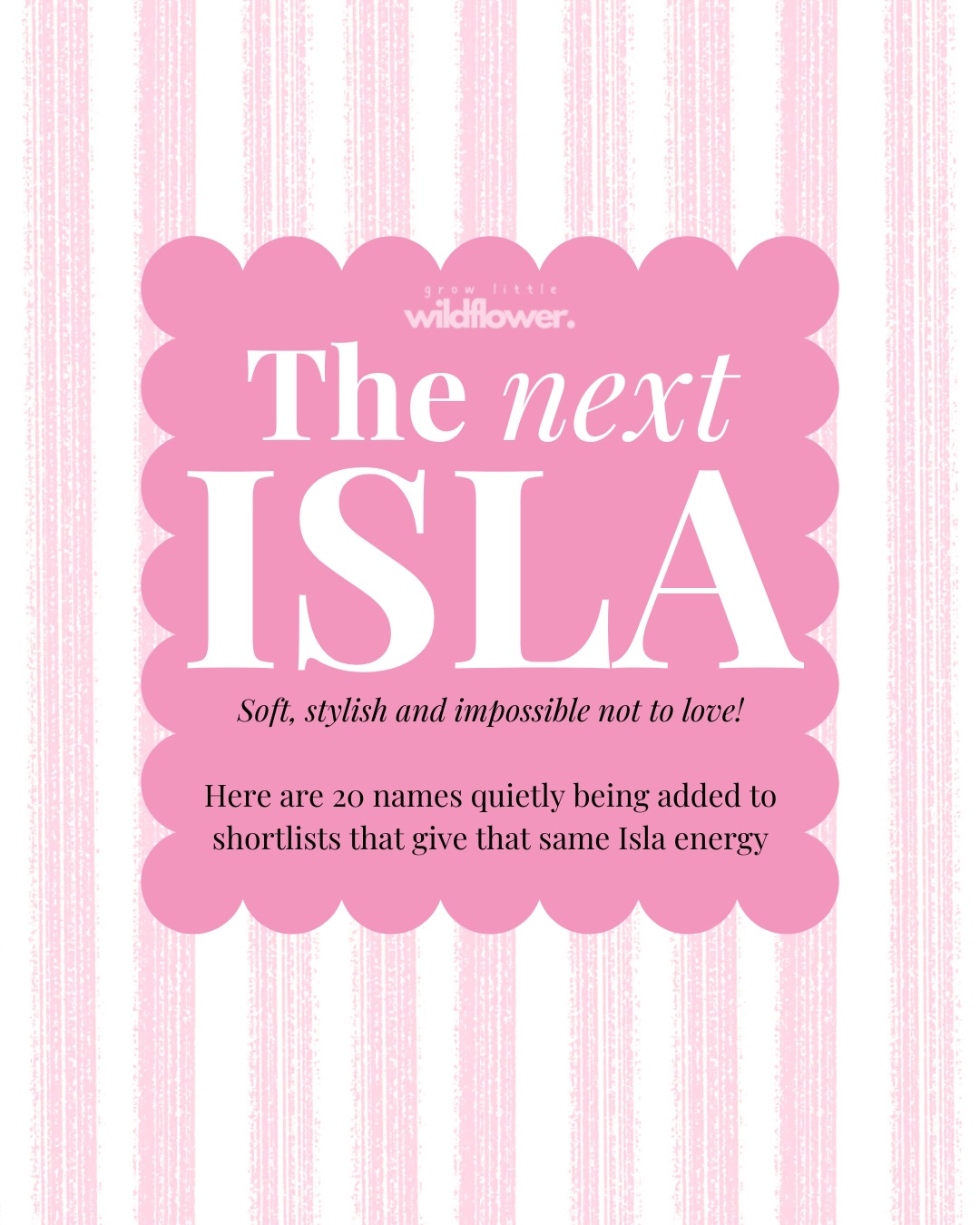 The next ISLA 💖
If you love Isla, here are some names I’ve selected just for you. Similar energy, soft, sweet, stylish…ready to be loved!
#growlittlewildflower #thenextisla