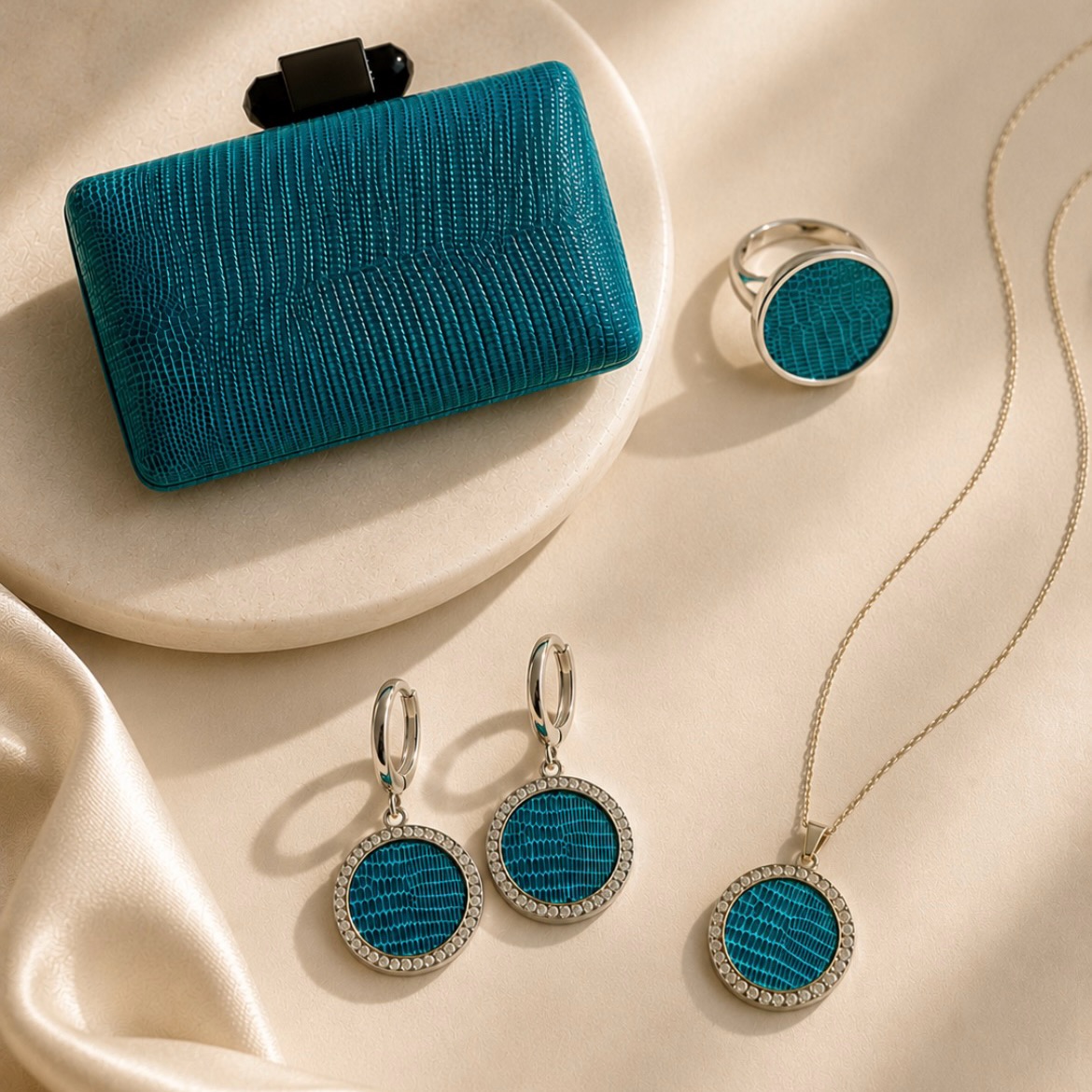 A study in teal. 💙✨
Handcrafted luxury meets timeless design. From our signature exotic skin clutch to coordinating jewelry, each piece is thoughtfully designed to make a statement while remaining effortlessly wearable.
Limited quantities available.
#AnnieHandbags #LuxuryAccessories #WearableArt #HandbagsForTodaysGoddess #statementjewelery