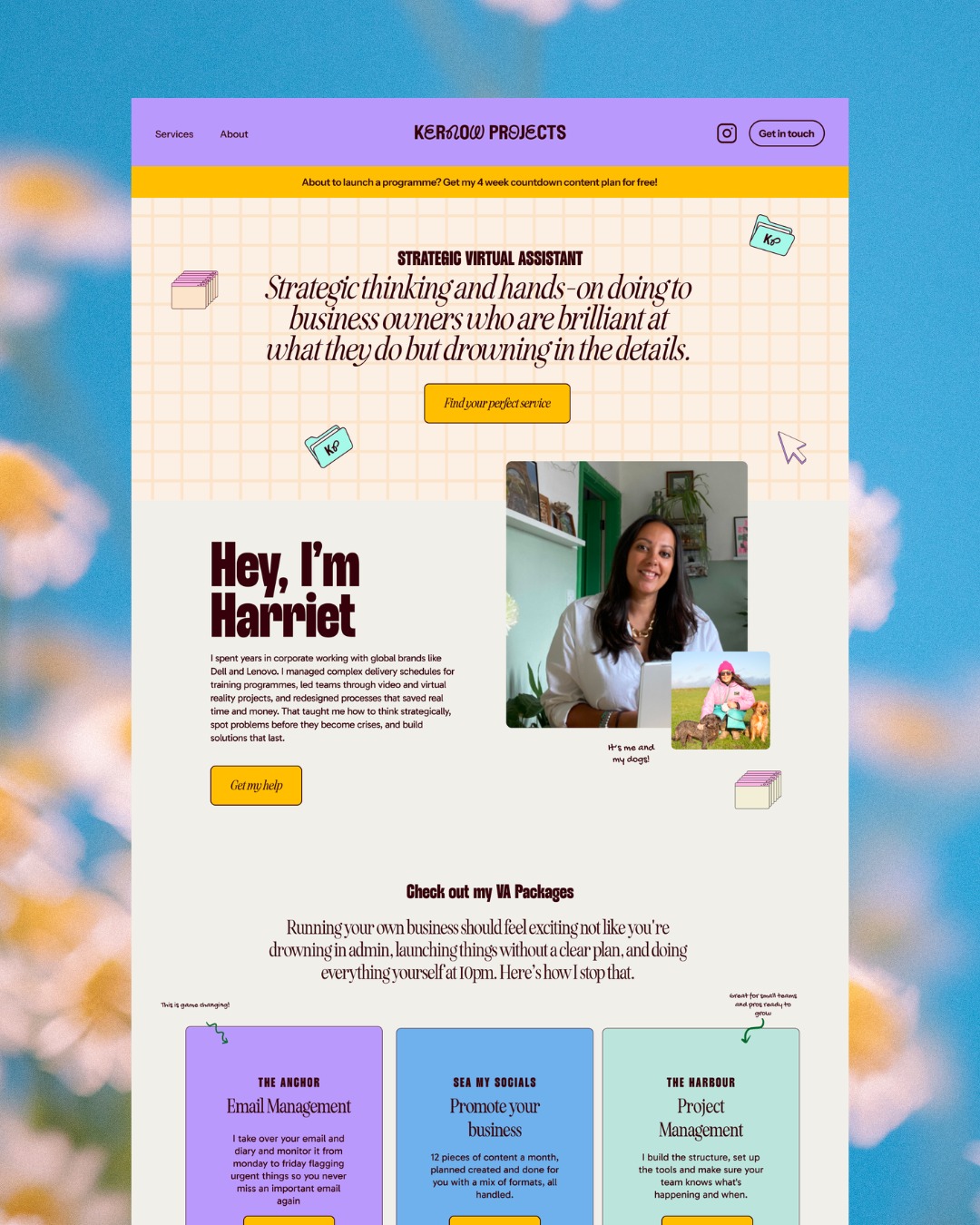 This is my best selling offer, 2 day web and brand fix, and you can see why, right?!
Just look at this gorgeous brand, website and insta feed for @kernowprojects - omg Harriet, your strategic AF, VA personality shines through! ✨
And this isn't the only one I've designed recently - I've got more brand and website designs for amazing women who just want to show up like themselves!
Ready to transform your brand? Comment FIX ME to get on THE waitlist!