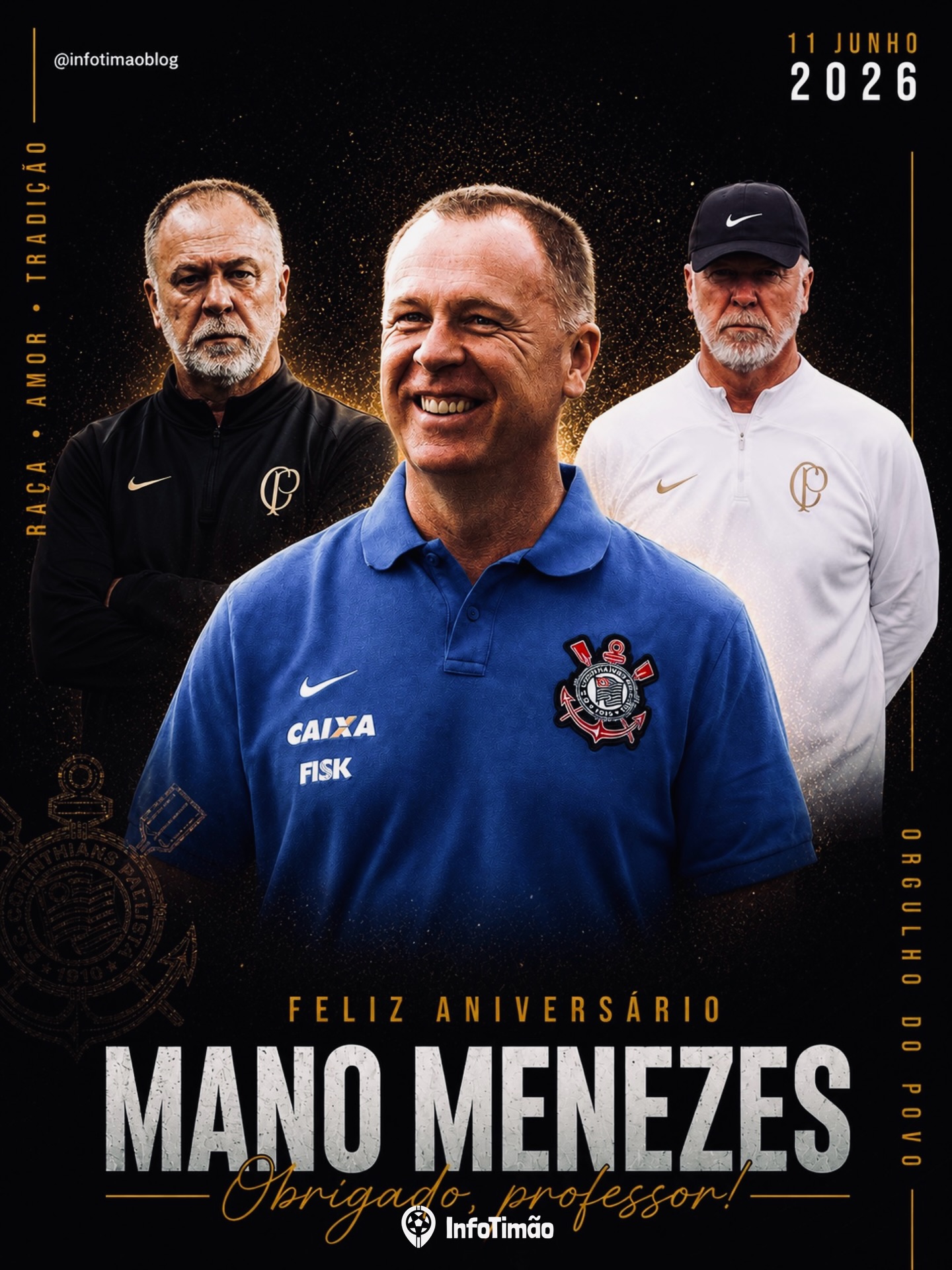 Parabéns, Mano Menezes! 👏🏽
Em um dos momentos mais delicados da história recente do Corinthians, Mano teve papel fundamental na reconstrução da equipe, ajudando a recolocar o Timão nos trilhos com trabalho, experiência e liderança.
Feliz aniversário, professor @manomenezes_oficial! 🖤🤍
#corinthians #vaicorinthians #sccp #timão #coringão