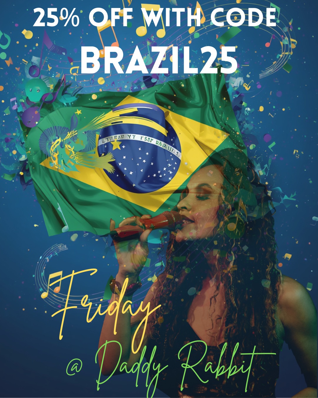 Last chance to get 25% off tickets for Daddy Rabbit this Friday with code BRAZIlL25 at https://daddy-rabbit.turntabletickets.com. Kick off your weekend in style #livemusic #nyc #Brazil.
