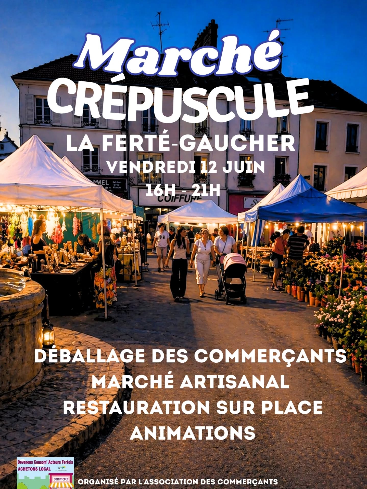 On se retrouve ce vendredi 12 juin lors du marché crépuscule dans le centre ville de La Ferté-Gaucher de 16h à 21h ! Une grande terrasse en extérieur vous attendra pour profiter de boissons fraîches et locales et de l'animation ✨ Retrouver de la restauration sur place, le déballage des commerçants et le crack comedy club sur la place
On vous attend nombreux 🤗
