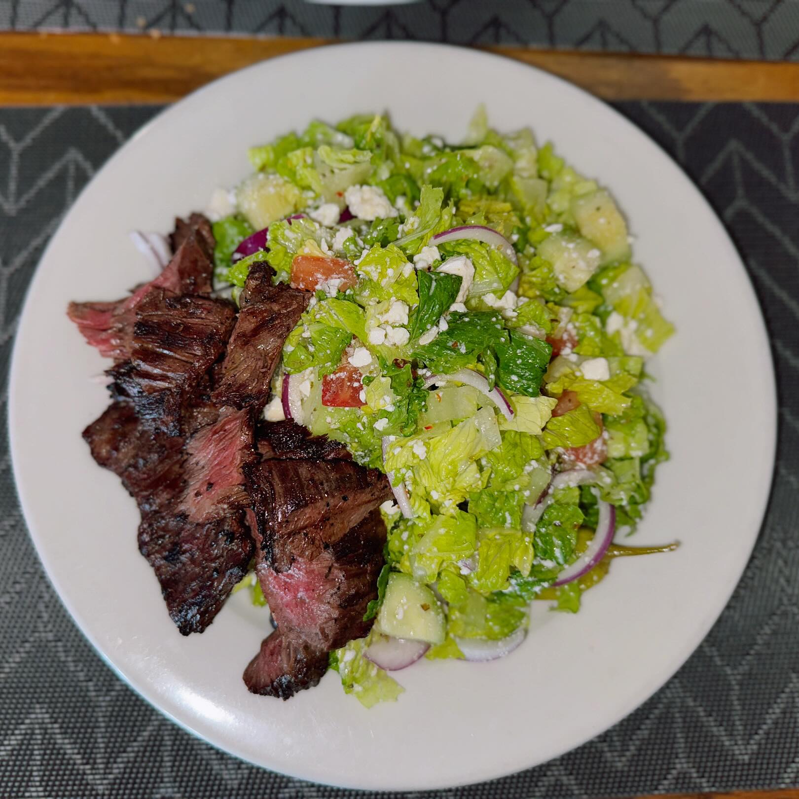 Lunch time๐ get our delicious Greek salad and add a steak to it! 718-816-6366