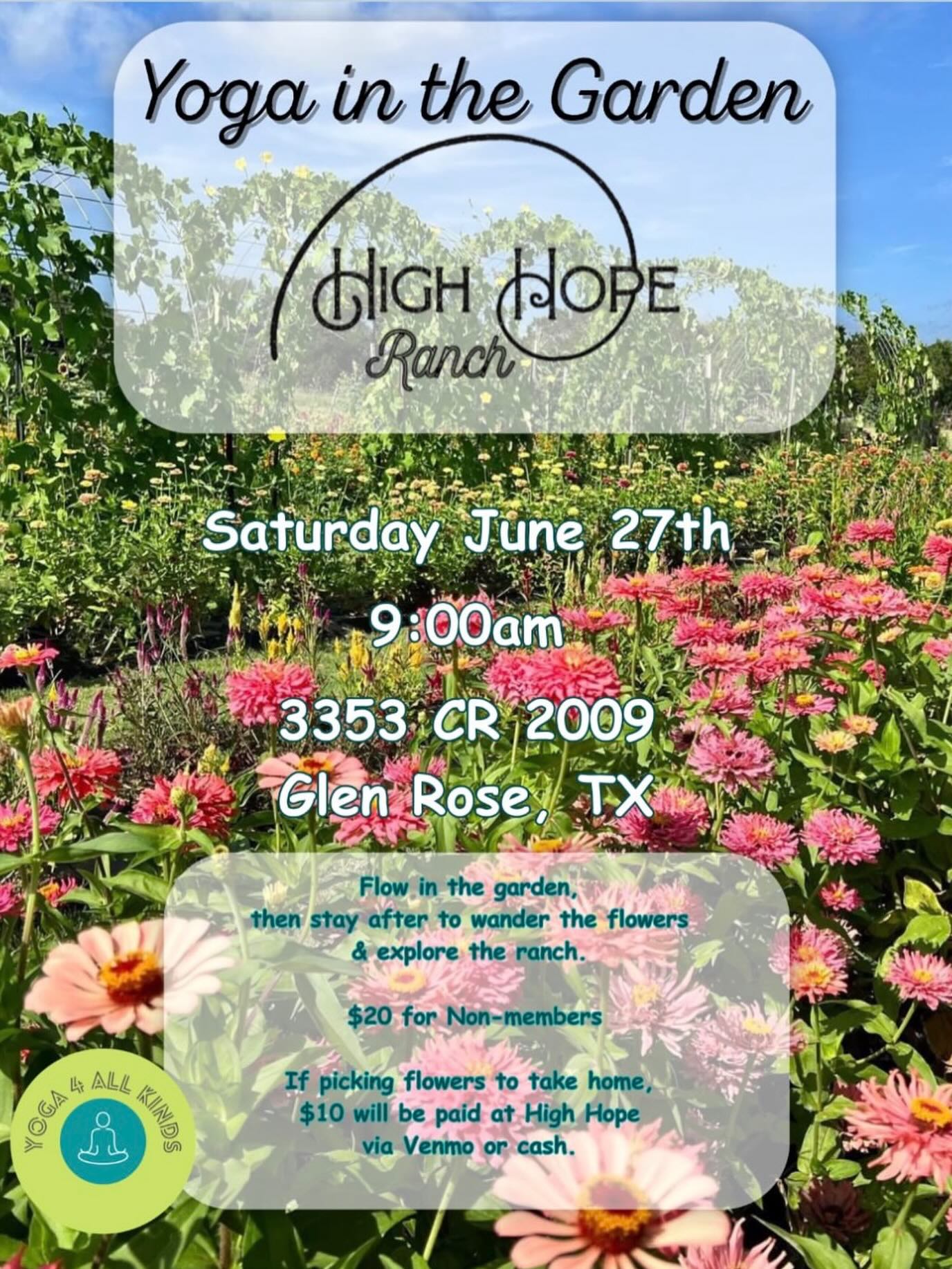 Yoga in the garden is back! What’s better than deep stretches and flowers?! Book over at @yoga4allkinds 🌸