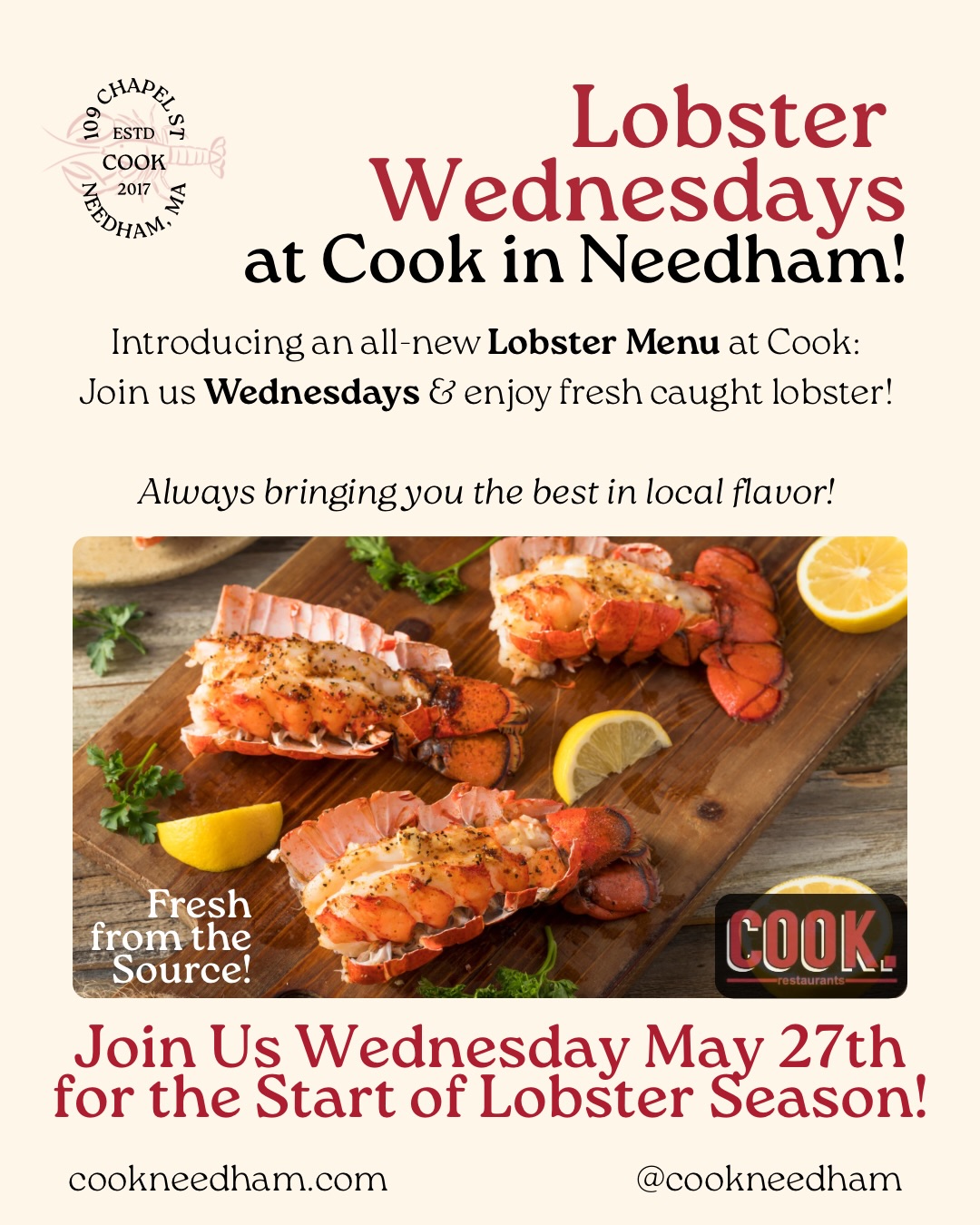 Lobster Wednesday is ON! 🦞✨
#lobsterseason #lobsterwednesday #cookneedham #bostonfood #lobsterroll