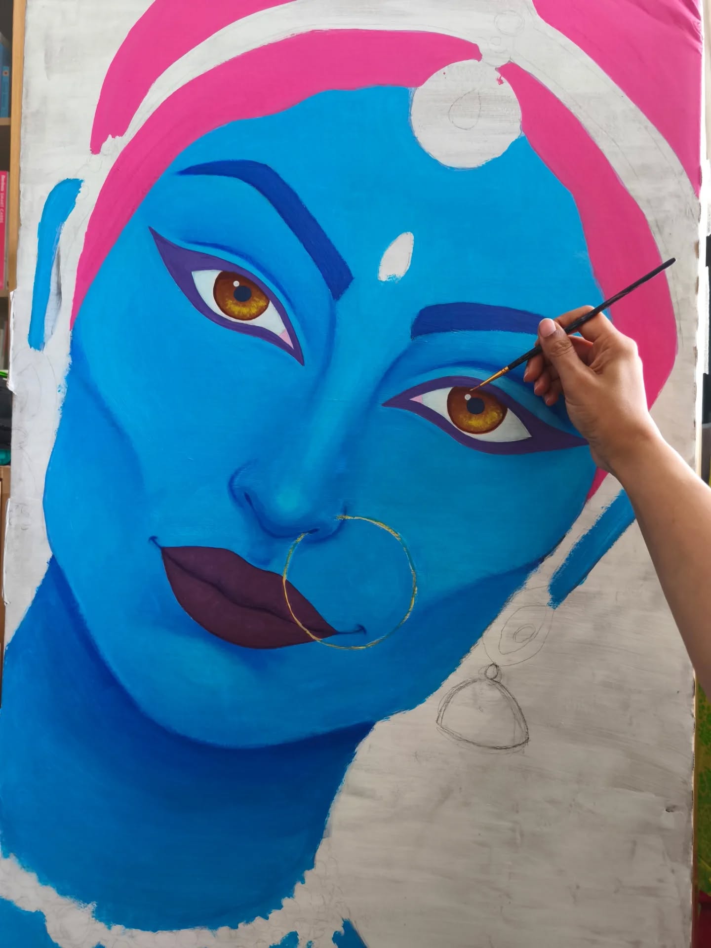 RECYCLING
#workinprogress here's a peek of a giant painting I'm currently working on for the next #southasianheritagemonth event by @sangam.london on Sunday 19th July in South East London.
This is my first large scale painting. I usually work A5 - A4 size with a grey graphite pencil, so this is a step out of my comfort zone and I'M LOVING IT!
I'm creating it on a huge unwanted cardboard box ( thank you @cathdunn90 ) I started by drawing my design in pencil onto the box, then refined it using an acrylic paint pen. I then tried to paint it with some gouache paint but had to quickly switch to acrylic paint due to the watered down texture (cheap gouache 😫).
You'll be able to see the final outcome along with many more paintings by local artists and the community on the 19th July at the Green Nunhead community centre London, SE15 3QQ.
Hope to see you there!
#desiart #southasianartist #londonartists