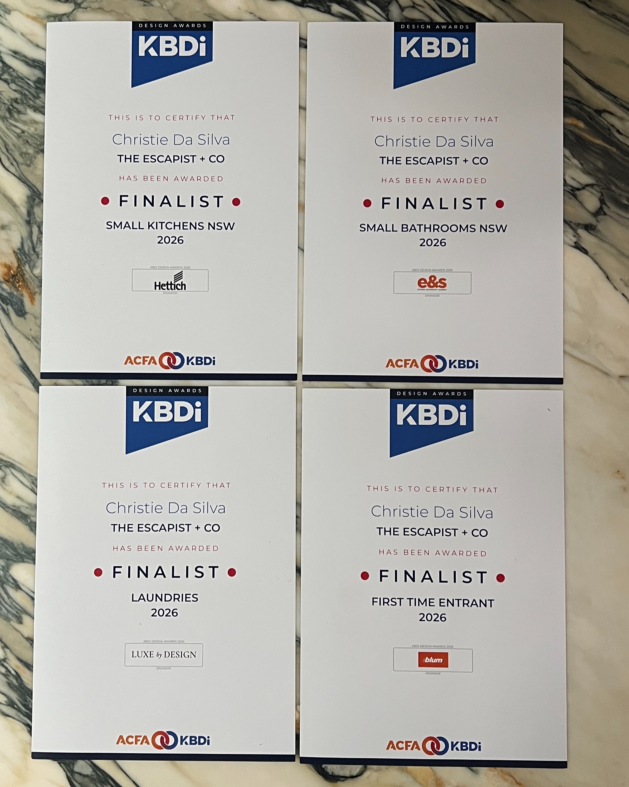 We are incredibly honoured to share that The Escapist & Co has been named a Finalist in the 2026 KBDi @kbdi.org.au Design Awards, receiving recognition across the Small Kitchens, Small Bathrooms, Laundry and First Time Entrant categories.
This recognition is both humbling and deeply rewarding. Each project represents a commitment to creating spaces that are thoughtful, highly functional and beautifully resolved. Spaces that enrich the everyday and reflect the people who call them home.
To have our work acknowledged by the Kitchen & Bathroom Designers Institute of Australia alongside so many talented designers and respected industry professionals is a proud milestone for our studio. It reflects the passion, creativity and dedication that underpin every stage of our design process, from the earliest concept through to completion.
A huge thank you to @tfotiles and @cavart_ds for an inspiring evening celebrating the industry.
Congratulations to all the finalists. We are looking forward to celebrating the exceptional talent, innovation and craftsmanship that continues to shape our industry.