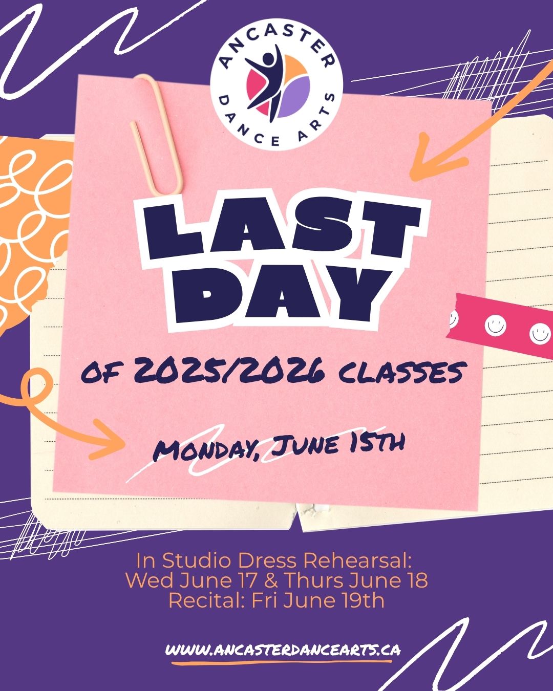 β¨ LAST WEEK OF CLASSES! β¨
It's hard to believe, but this is the final week of our 2025/2026 dance season at Ancaster Dance Arts! π
Our last regular scheduled classes will take place on Monday, June 15th, before we head into Dress Rehearsal and Recital Week. We are so proud of everything our dancers have accomplished this season and can't wait to celebrate their hard work on stage!
π
Important Dates:
π©° Last Day of Classes: Monday, June 15
π In-Studio Dress Rehearsals: June 17 & 18
π Year-End Recital: Friday, June 19
Thank you to all of our incredible dancers and families for making our first season so special. Let's finish the year strong and make some amazing memories together! π«
#AncasterDanceArts #DanceLife #HamiltonDance #AncasterOntario #DanceStudio