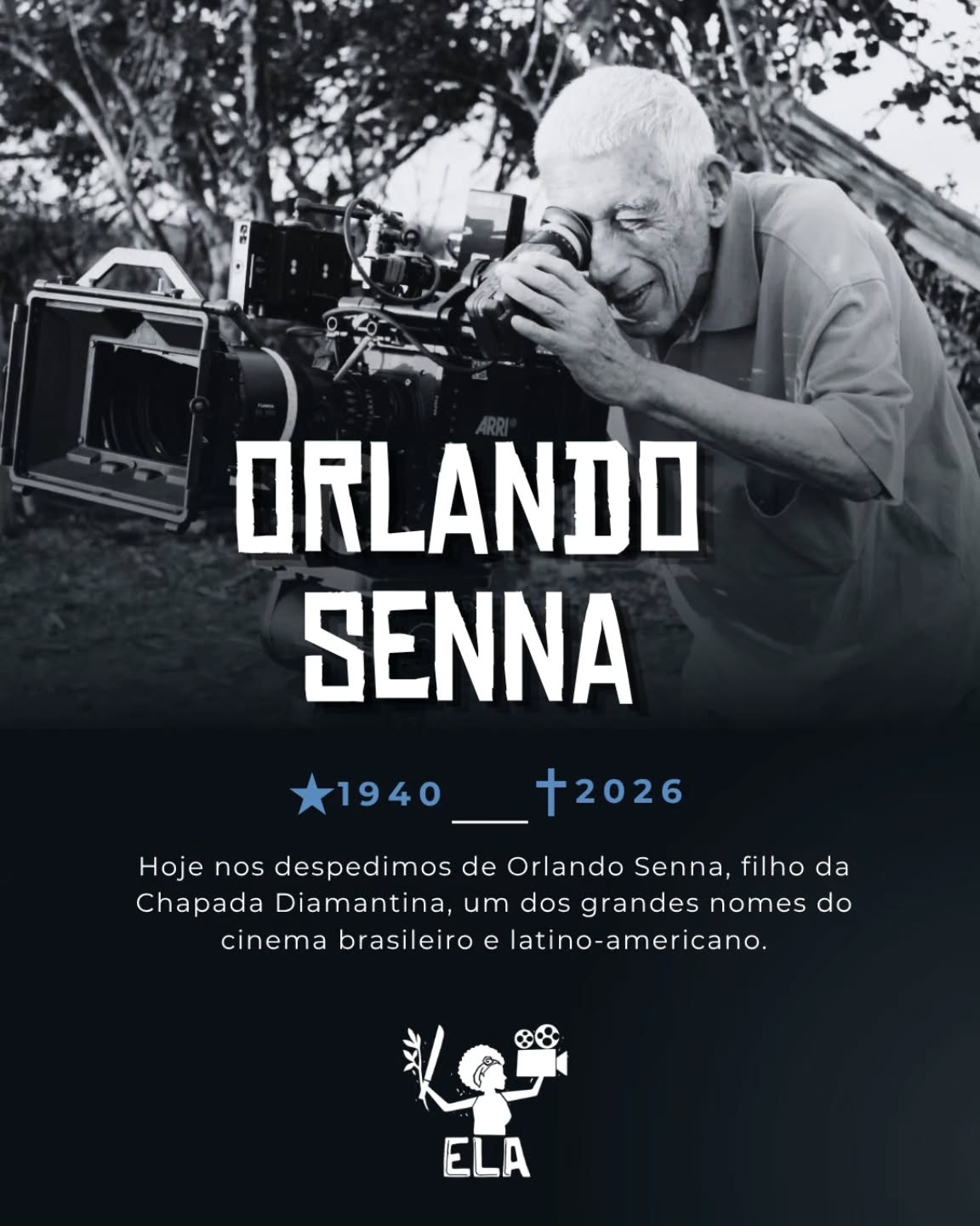 Orlando Senna, presente!
Nascido em Lençóis, na Chapada Diamantina, Orlando Senna foi mais que um cineasta. Foi um contador de histórias das culturas populares, um dos grandes pensadores do audiovisual latino-americano e um professor.
De Diamante Bruto a Iracema, Uma Transa Amazônica, sua obra ajudou a revelar o Brasil profundo, seus territórios, seus conflitos e sua diversidade humana. Também deixou sua marca na formação de gerações de realizadores, sendo um dos fundadores da Escola Internacional de Cinema e TV de Cuba, e inspiração para a formulação do projeto político da ELA.
Em homenagem à sua trajetória e ao legado que segue inspirando a Escola Livre Audiovisual e tantos outros projetos de formação e criação, publicamos um texto especial em nosso site.
Nossos sentimentos de força e luz aos familiares e amigos próximos, estaremos juntas na preservação de sua memória.
Acesse o link na bio e leia a homenagem completa.
#OrlandoSenna #CinemaBrasileiro #CinemaLatinoAmericano #ChapadaDiamantina