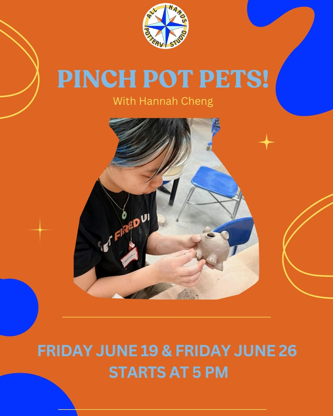 A reminder that clay does not always have to become a bowl š
Sometimes it becomes a tiny ceramic pet with weird little ears and a lot of personality.
Pinch Pot Pets with Hannah Cheng is a two-part beginner-friendly workshop where students will build their own ceramic animal, then come back the following week to paint and decorate it.
Recreate your real pet or make something completely made up. Either way works here.
š June 19 & June 26
ā° 5 PM - 7 PM
š All Hands Pottery
All materials, tools, and firing are included, and kids are welcome too. Just note that participants under 16 need to attend with a paying adult participant.
Pieces will be fired and ready for pickup about two weeks after the workshop wraps up āØ
Head to our link in bio to sign up!
