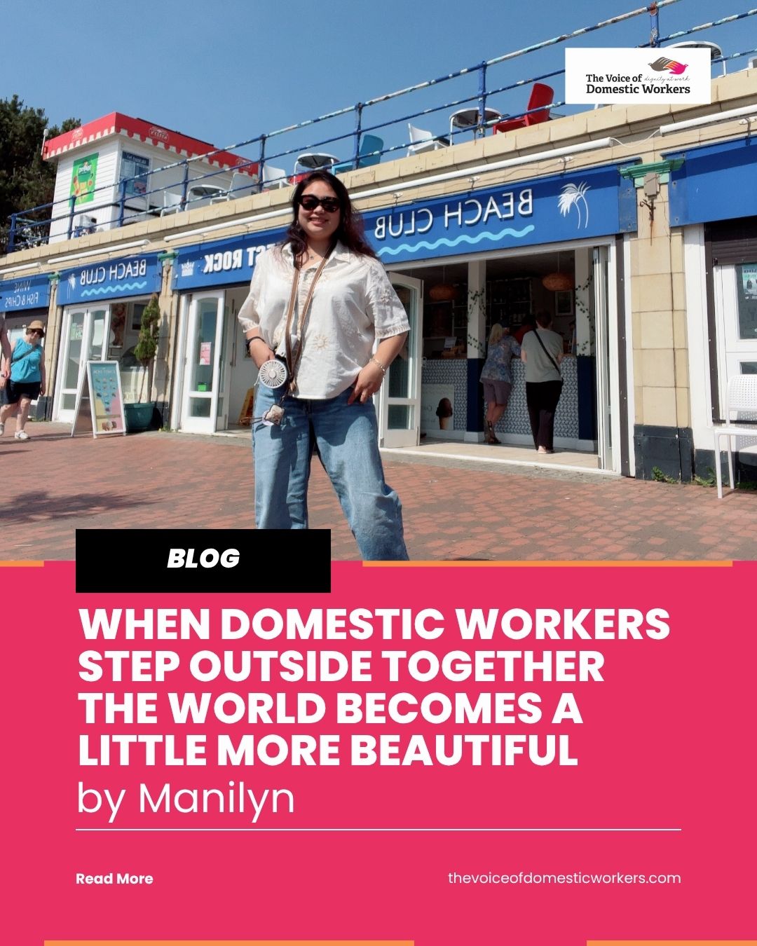 Sometimes, the simple act of stepping outside together can bring joy, connection, and a renewed appreciation for life. In her heartfelt blog, Manilyn Japus reflects on how shared experiences and time spent together can create meaningful memories for domestic workers. Her story celebrates friendship, community, and the beauty of finding moments of happiness beyond the demands of everyday work. It’s a reminder that when people come together, they can find strength, support, and a sense of belonging.
Take a moment to read Manilyn’s inspiring story and discover how community can make the world feel a little more beautiful: https://www.rfr.bz/i9cbf1440
#VODW #CommunityAndConnection #DomesticWorkers #Friendship #Belonging #StoriesOfStrength #VoicesThatMatter