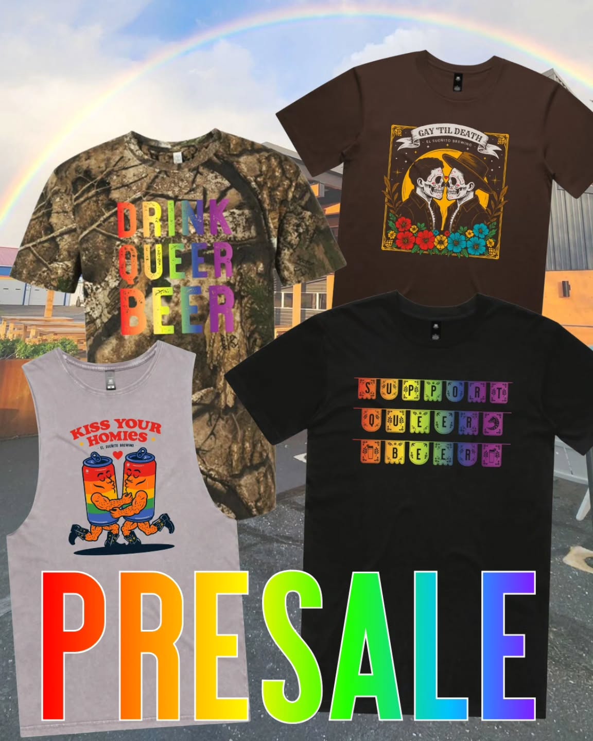 🏳️🌈 PRIDE MERCH PRESALE IS LIVE 🏳️🌈
Order now, support your favorite queer brewery, and wear your colors with pride. 🧡