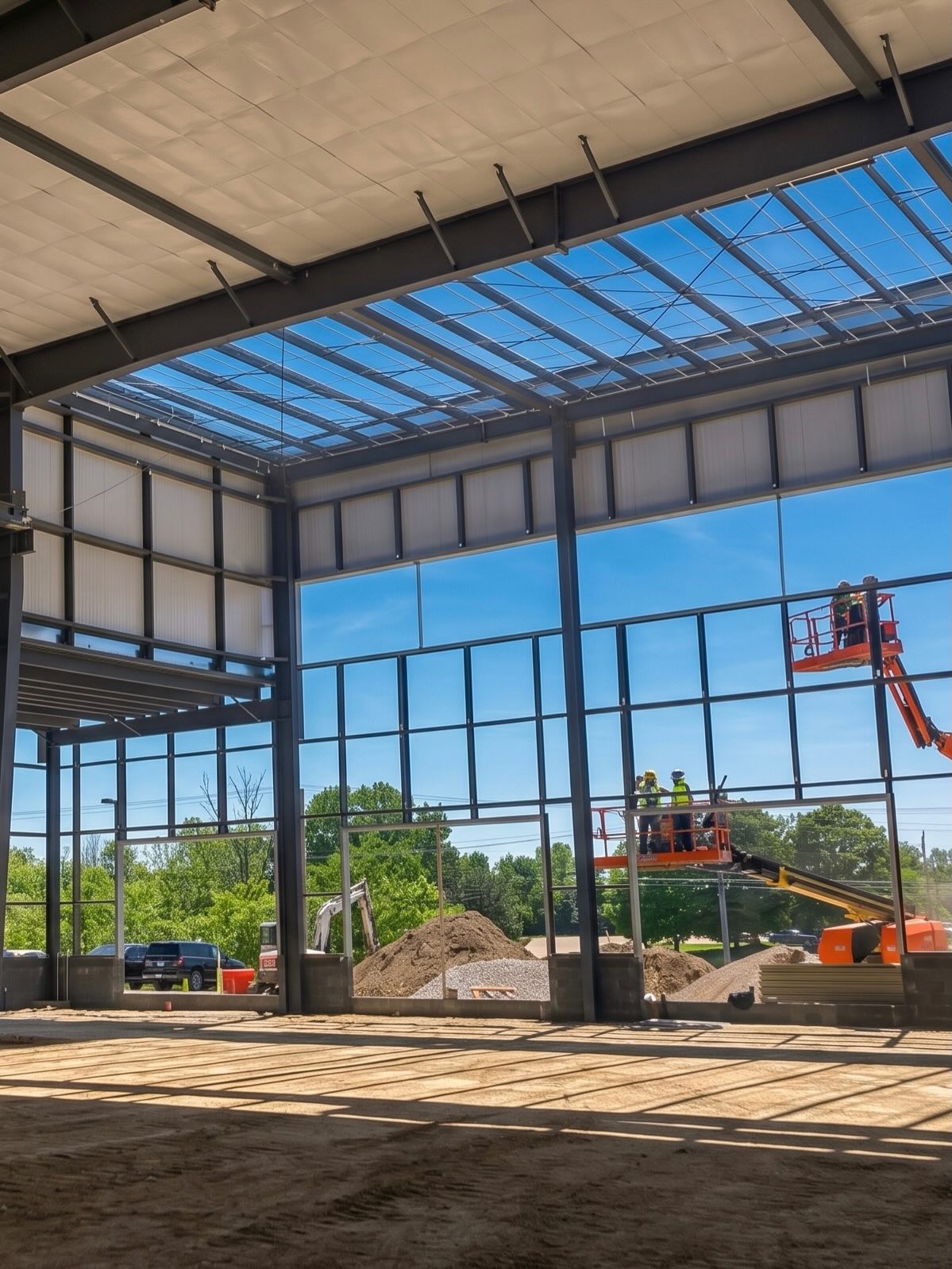 Progress is underway at our Streetsboro jobsite! As you can see, the massive retaining wall is securely in place, setting a solid foundation for the rest of the build.
Meanwhile, the steel skeleton of the main facility is officially standing high and inside, we’re making incredible headway on the expansive interior layout—including the southwest corner and the wide-open floor plan taking shape.
Stay tuned for more updates.